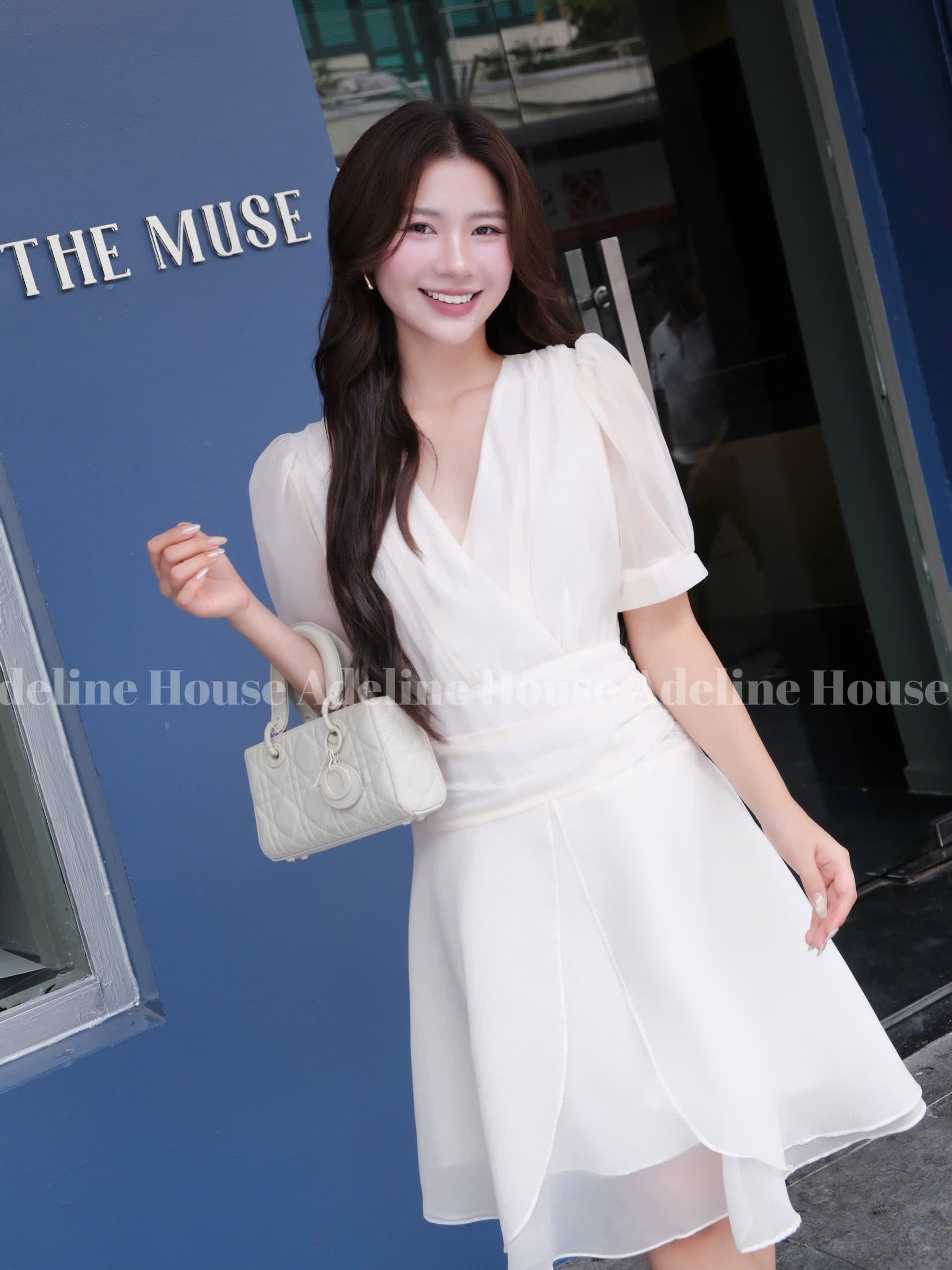 ADELINE HOUSE- Đầm Màu Be Pastel Cổ V Dáng Xòe – Váy Thiết Kế Nữ Tính Thanh Lịch Adeline- TK58.3