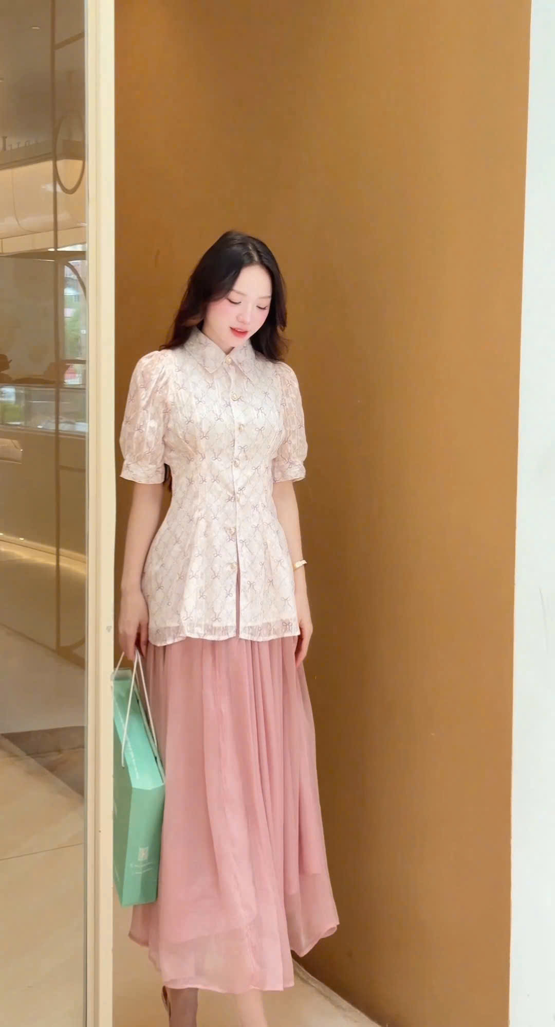 ADELINE HOUSE -  SET ÁO TÍM NƠ  + CHÂN VÁY MIDI DÀI – TK 186.1+166.2