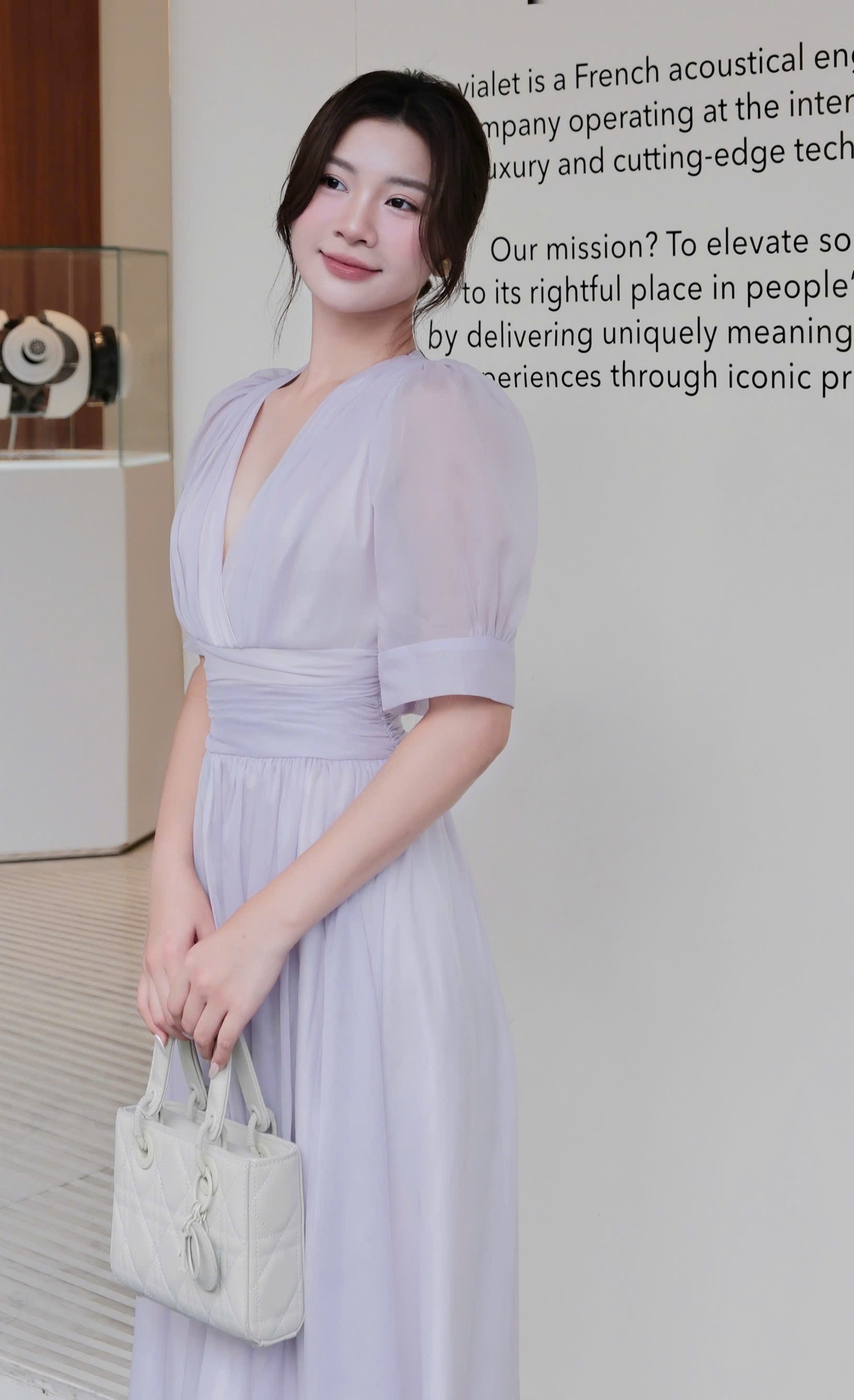 ADELINE HOUSE- Đầm Voan Tím Lavender Thanh Lịch Dáng Midi- TK39.3