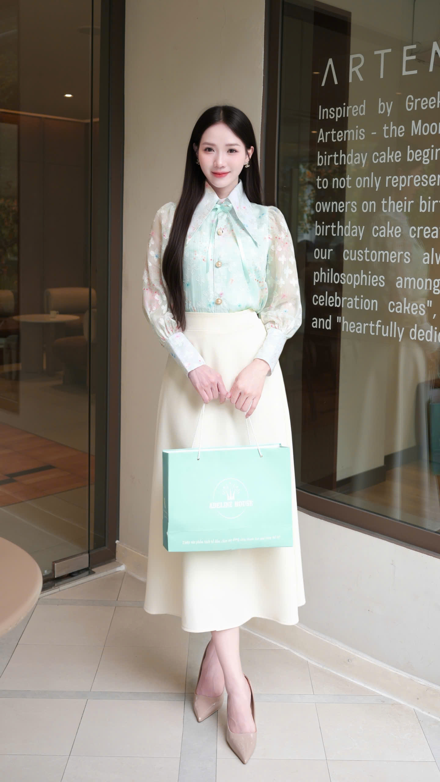 ADELINE HOUSE- SET ÁO VOAN HOA PASTEL – CHÂN VÁY A DÁNG DÀI THANH LỊCH- TK169.1  SIZE XS S M L XL 2XL 3XL 4XL