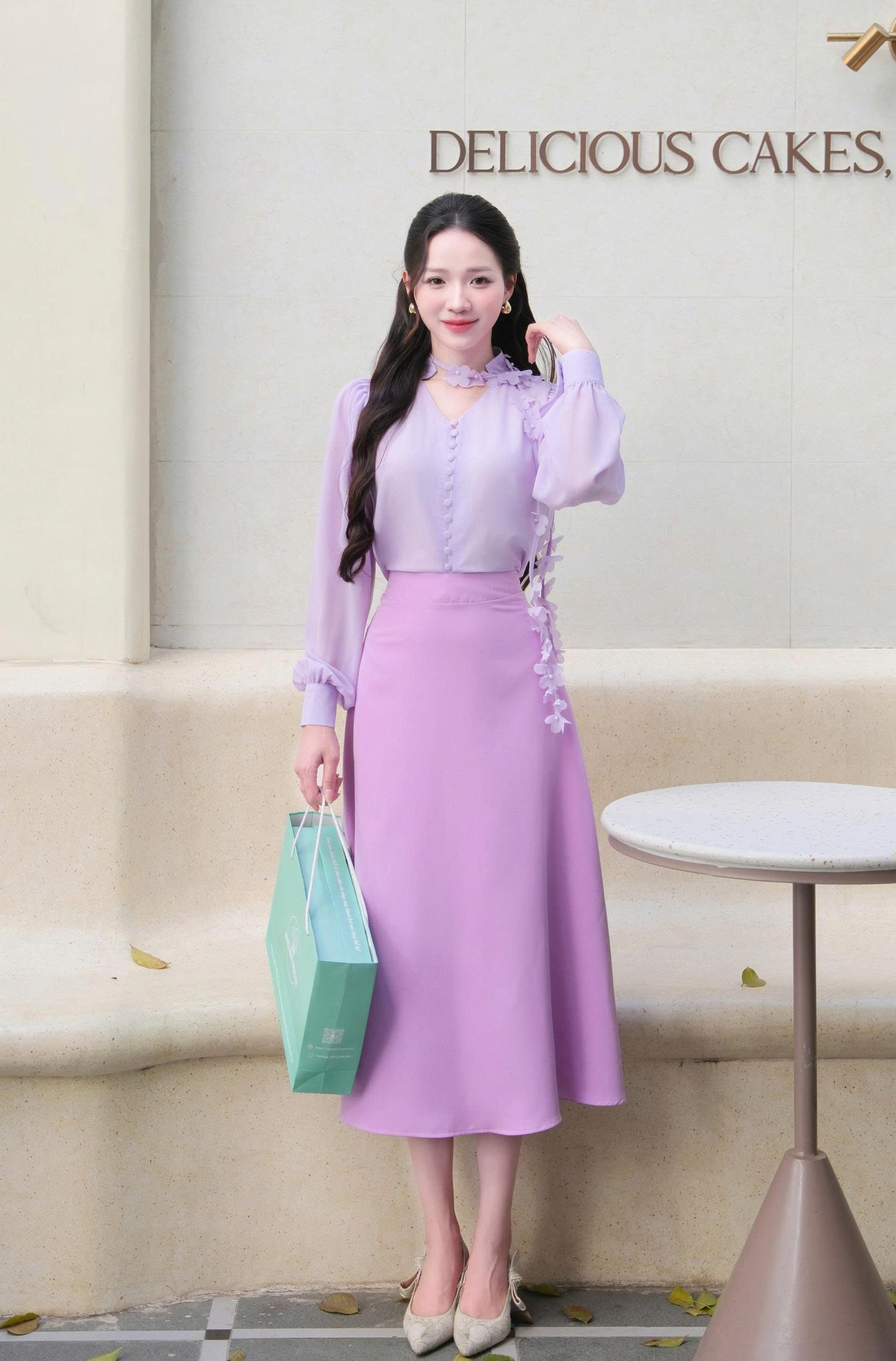 Adeline house - Váy midi tím lilac cổ hoa tiểu thư thanh lịch TK139 TK25.3 SIZE XS S M L XL 2XL 3XL 4XL