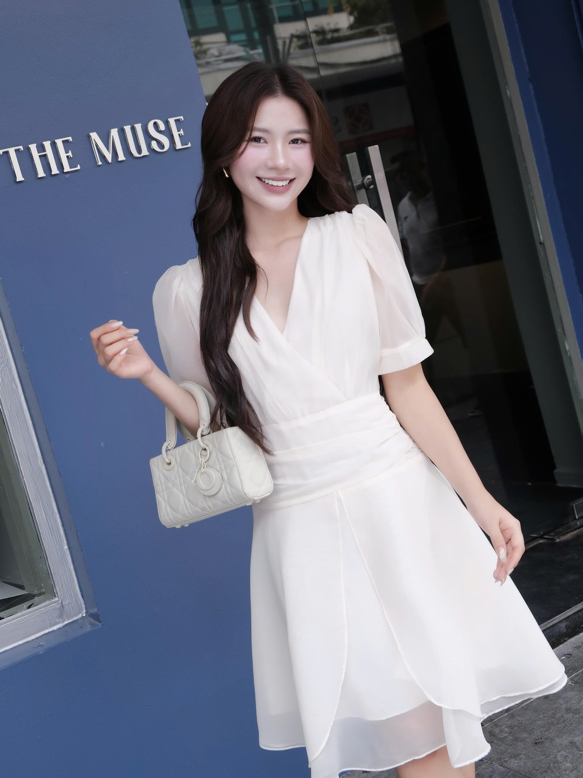 ADELINE HOUSE- Đầm Màu Be Pastel Cổ V Dáng Xòe – Váy Thiết Kế Nữ Tính Thanh Lịch Adeline- TK58.3