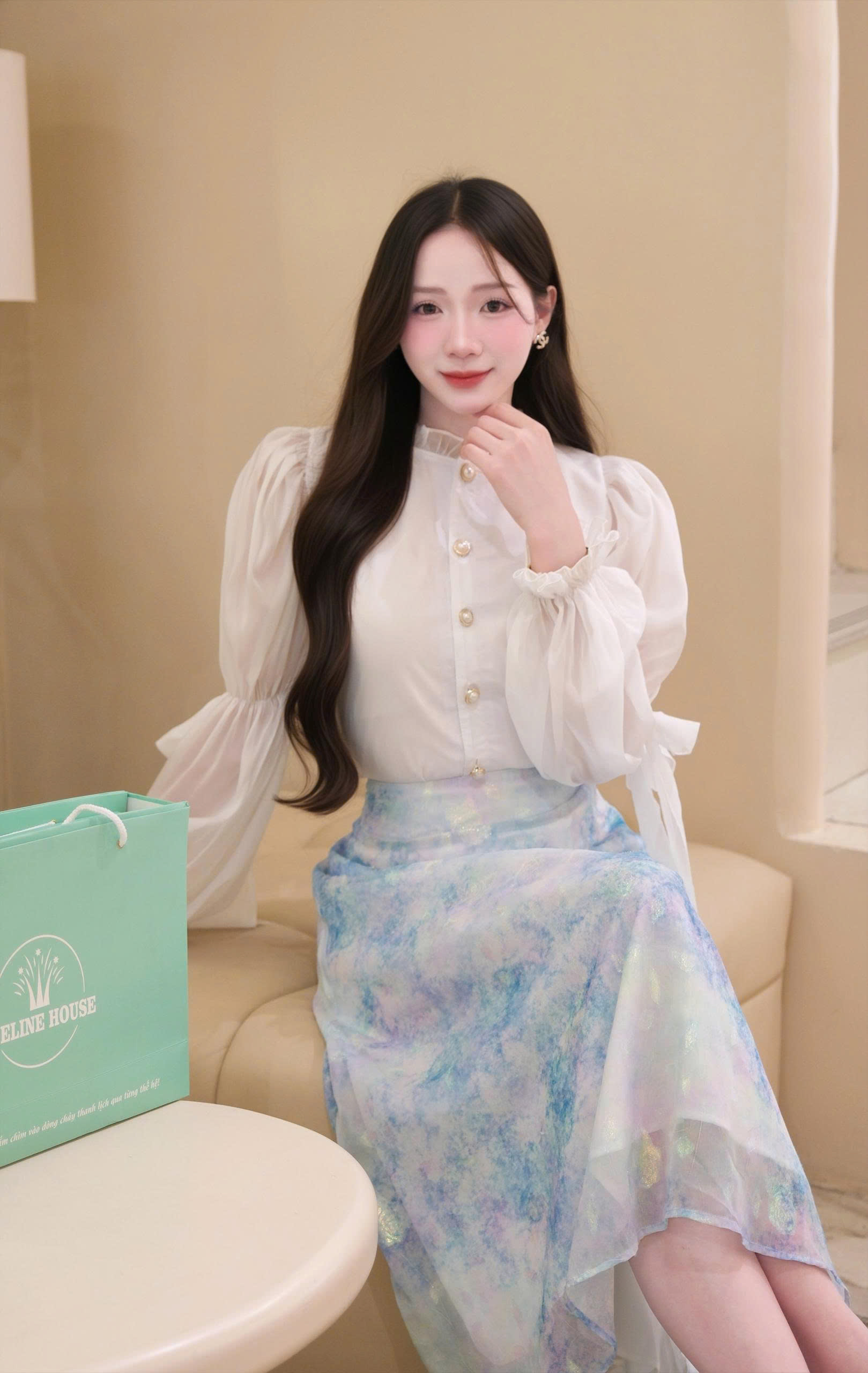 ADELINE HOUSE- SET VÁY CÔNG SỞ PASTEL XANH – NÀNG THƠ NHẸ NHÀNG- TK170.1 +TK157.9