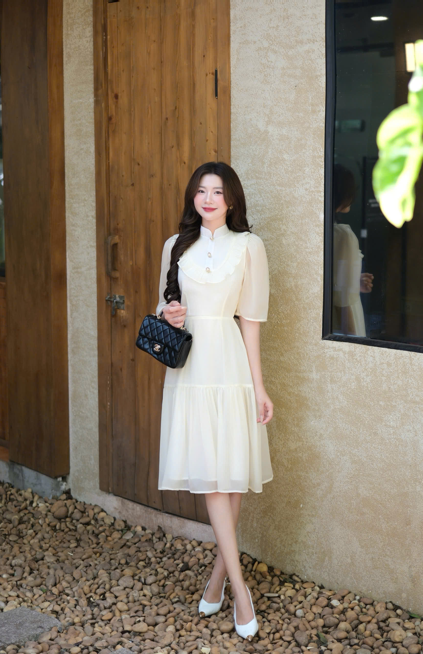 ADELINE HOUSE- VÁY MIDI VOAN KEM THANH LỊCH TIỂU THƯ- TK27