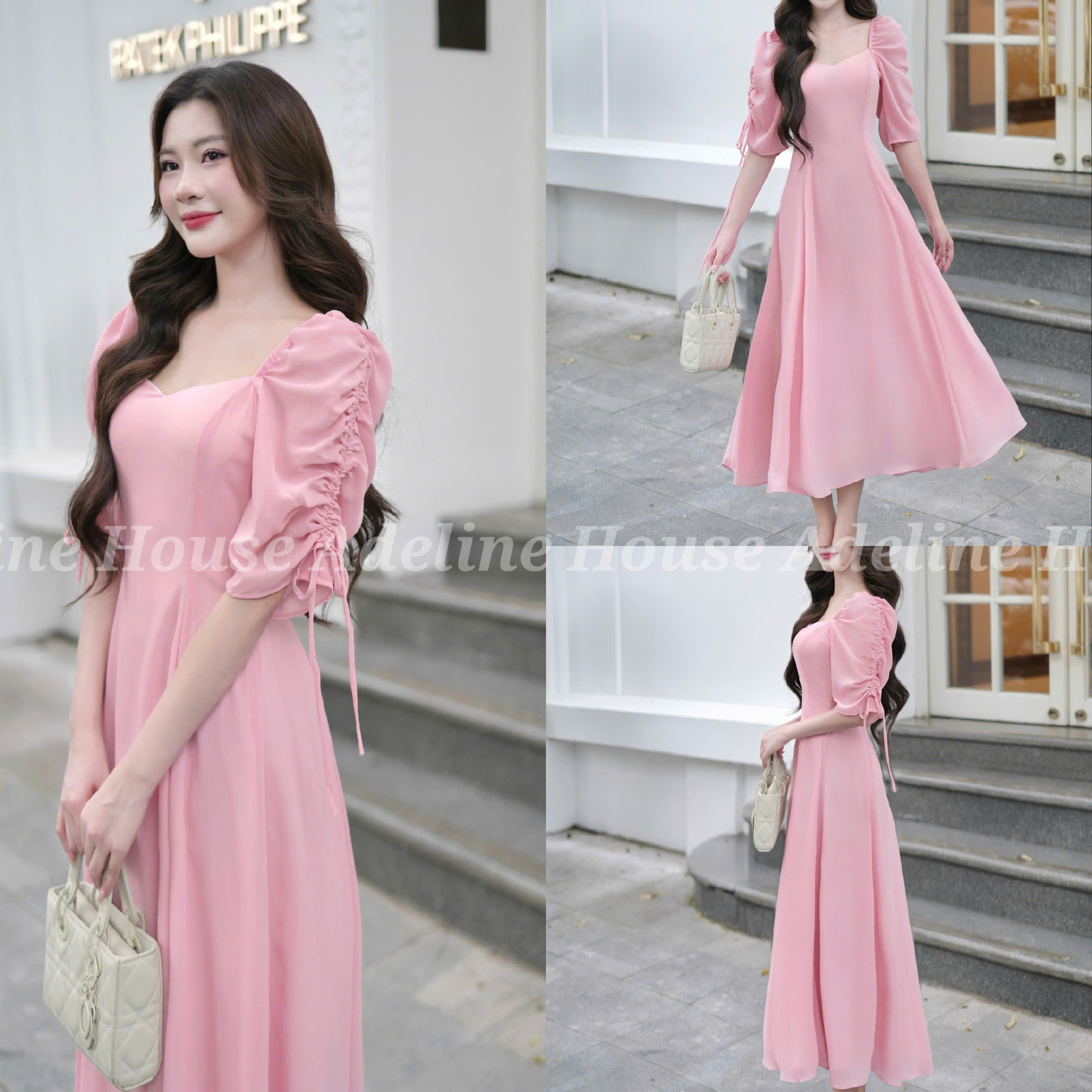 ADELINE HOUSE - Đầm Hồng Voan nàng thơ – dịu dàng và thanh lịch - TK21.3 SIZE XS S M L XL 2XL 3XL 4XL