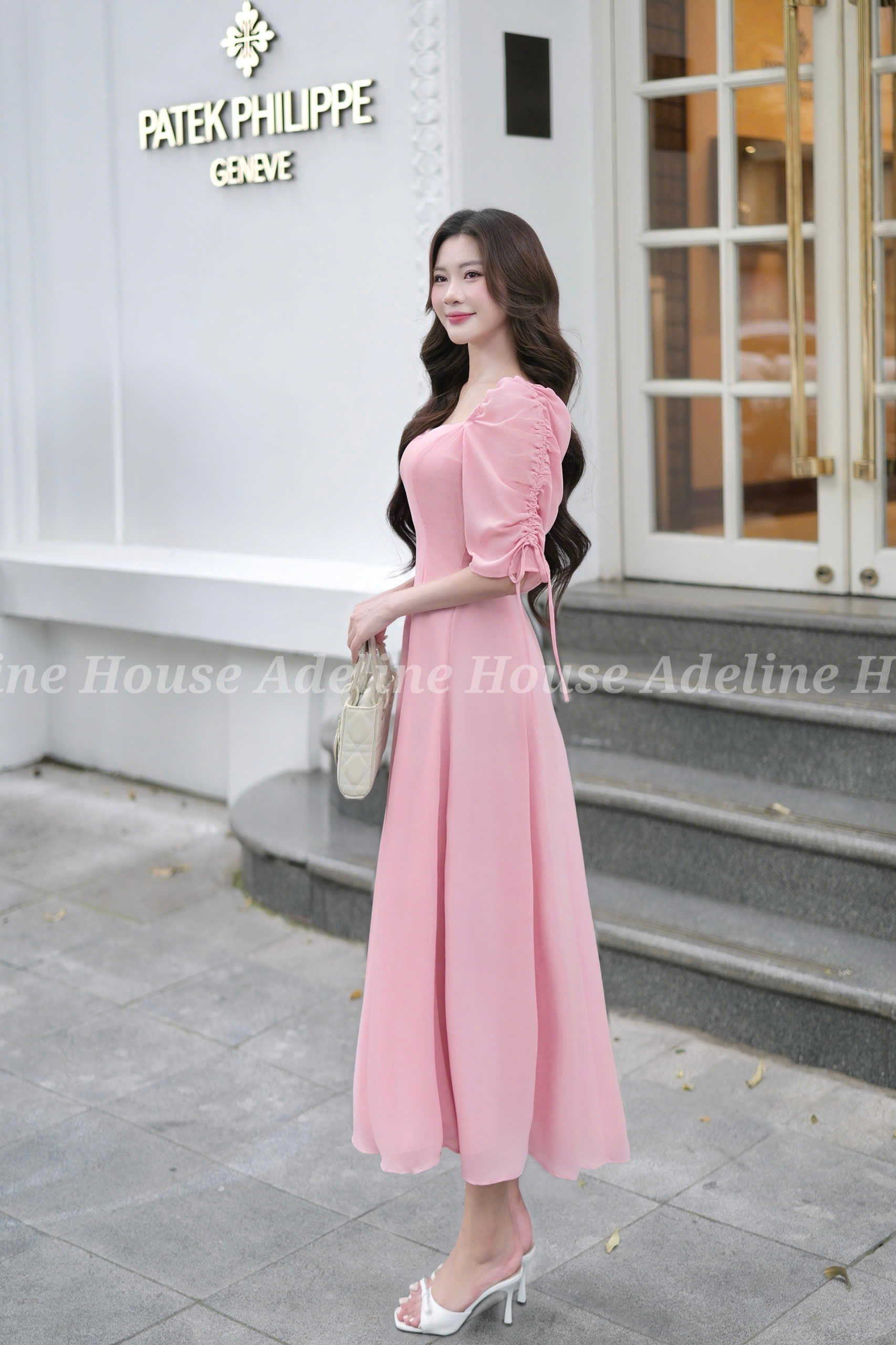 ADELINE HOUSE - Đầm Hồng Voan nàng thơ – dịu dàng và thanh lịch - TK21.3 SIZE XS S M L XL 2XL 3XL 4XL