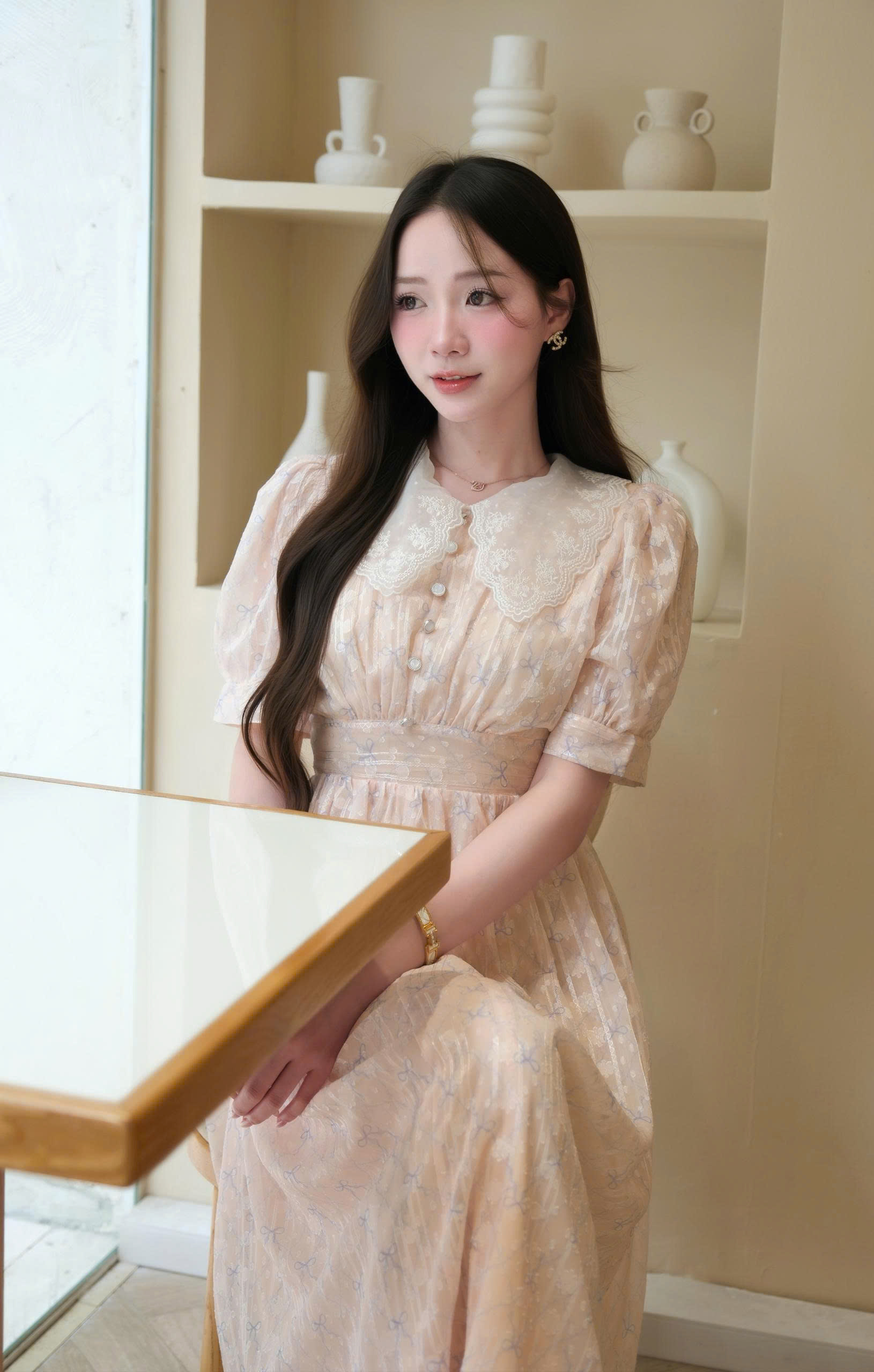 ADELINE HOUSE- VÁY HOA CỔ REN THANH LỊCH - TK180.1