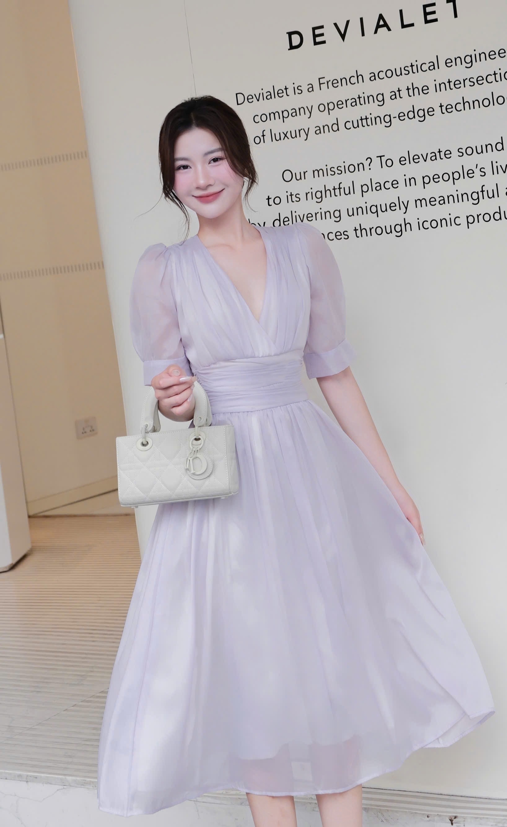 ADELINE HOUSE- Đầm Voan Tím Lavender Thanh Lịch Dáng Midi- TK39.3