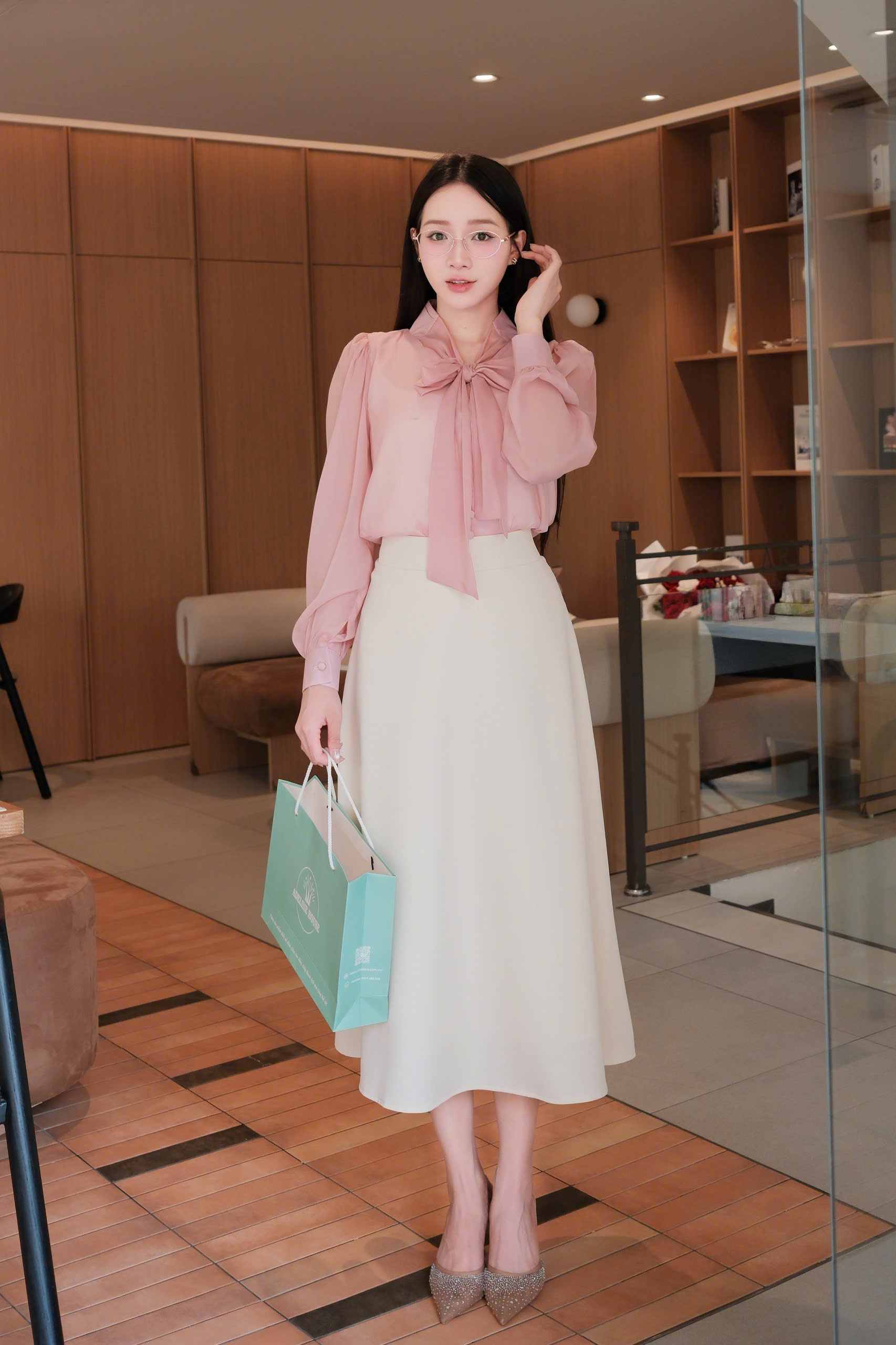 ADELINE HOUSE- SET VÁY SƠ MI NƠ+ CHÂN VÁY CÔNG SỞ- TK152.5 + TK157.3 SIZE XS S M L XL 2XL 3XL 4XL