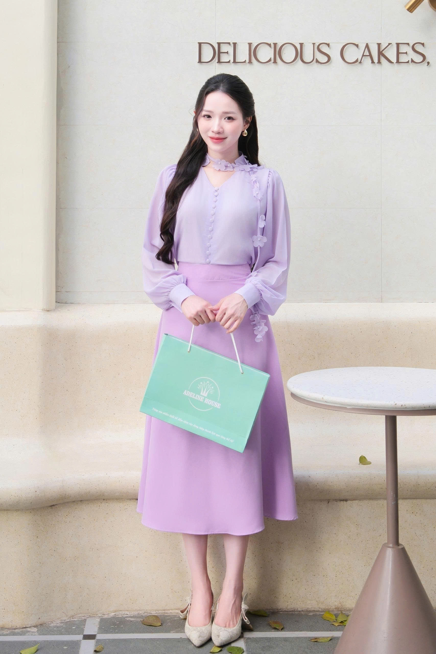 Adeline house - Váy midi tím lilac cổ hoa tiểu thư thanh lịch TK139 TK25.3 SIZE XS S M L XL 2XL 3XL 4XL