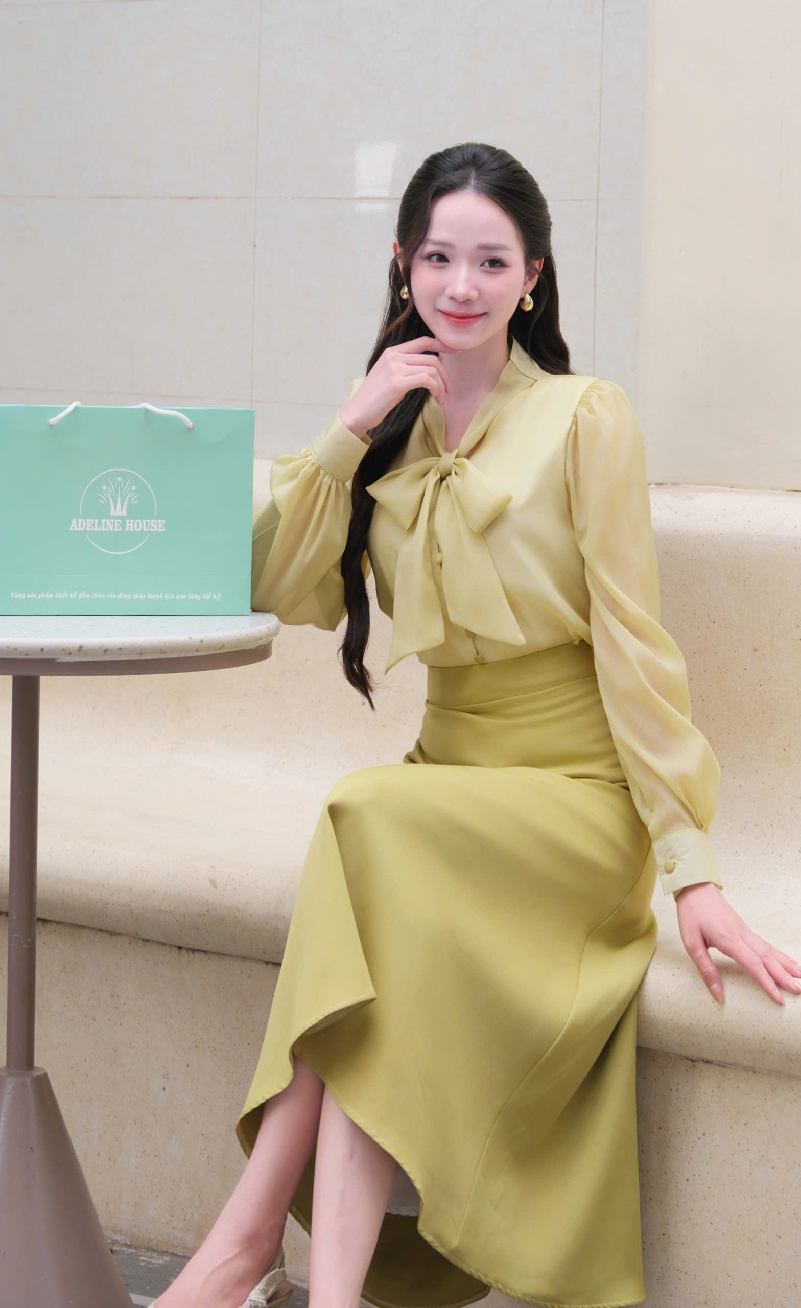 ADELINE HOUSE- SET VÁY TIỂU THƯ XANH CỐM NHẸ NHÀNG – THANH LỊCH TK152.2 + TK25.2 SIZE XS S M L XL