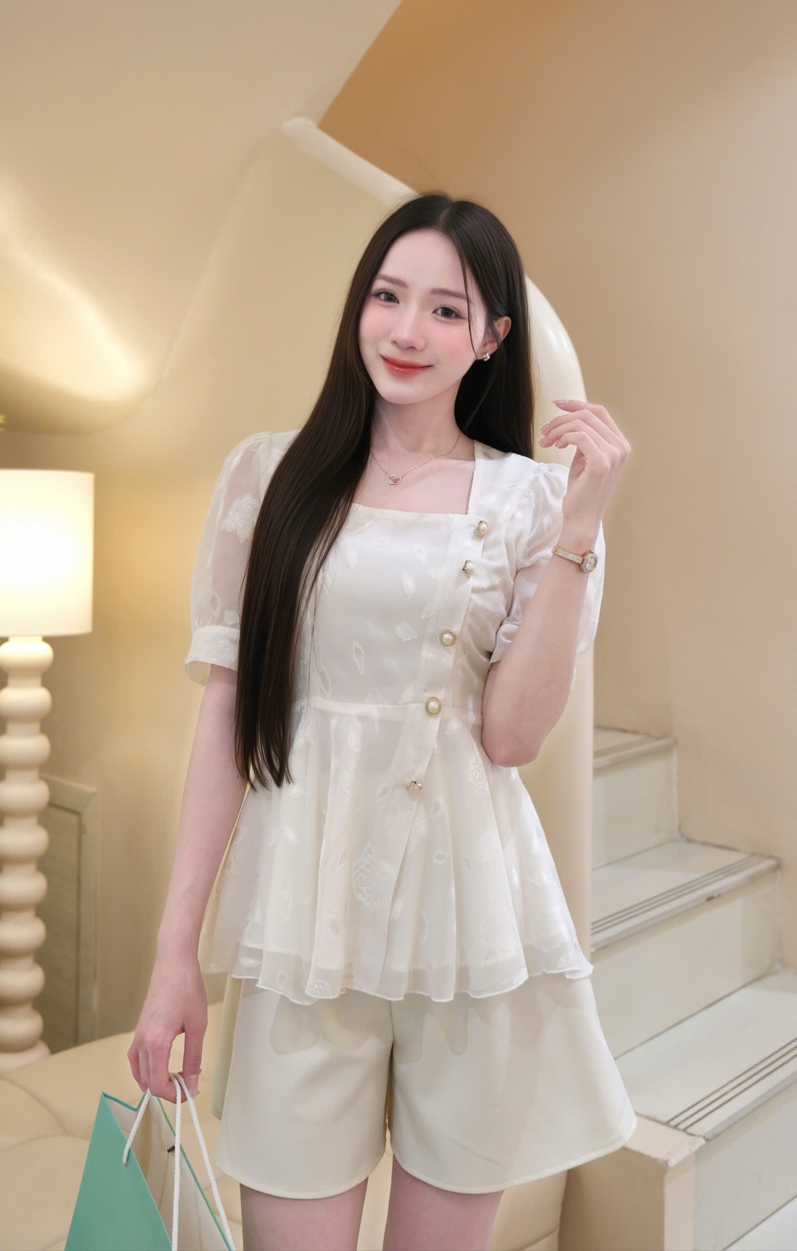 ADELINE HOUSE- SET ÁO VOAN TIỂU THƯ + QUẦN ĐÙI- TK181.3 SIZE XS S M L XL 2XL 3XL 4XL