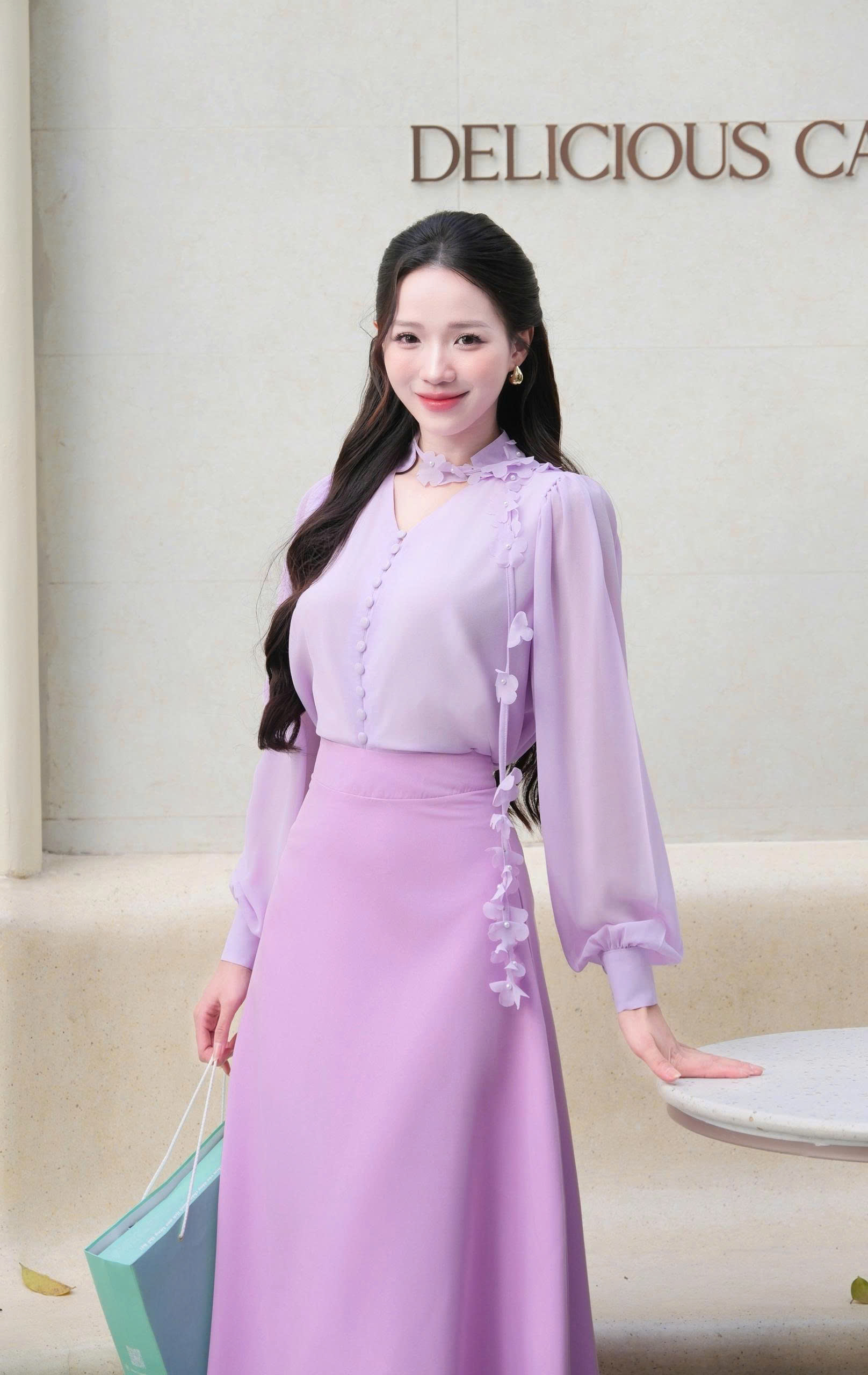 Adeline house - Váy midi tím lilac cổ hoa tiểu thư thanh lịch TK139 TK25.3 SIZE XS S M L XL 2XL 3XL 4XL