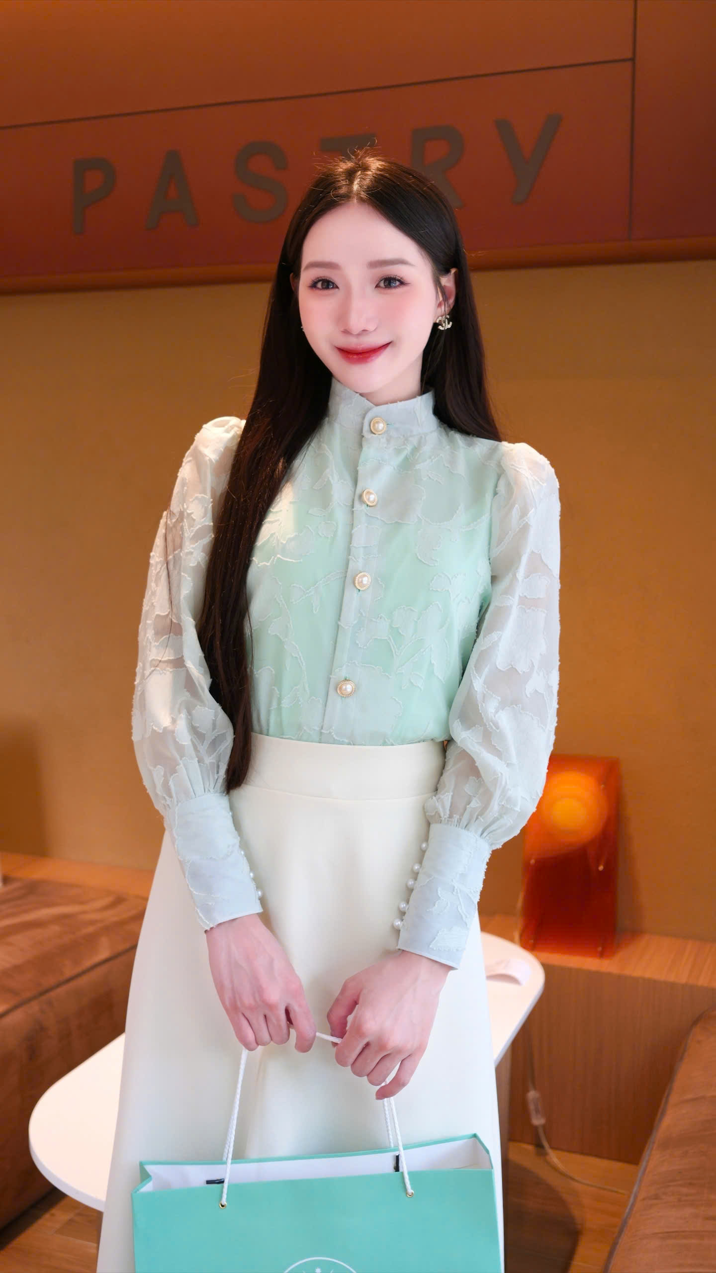 ADELINE HOUSE- SET ÁO VOAN HOA NỔI XANH MINT – CHÂN VÁY A DÁNG DÀI THANH LỊCH- TK162.5 SIZE XS S M L XL 2XL 3XL 4XL