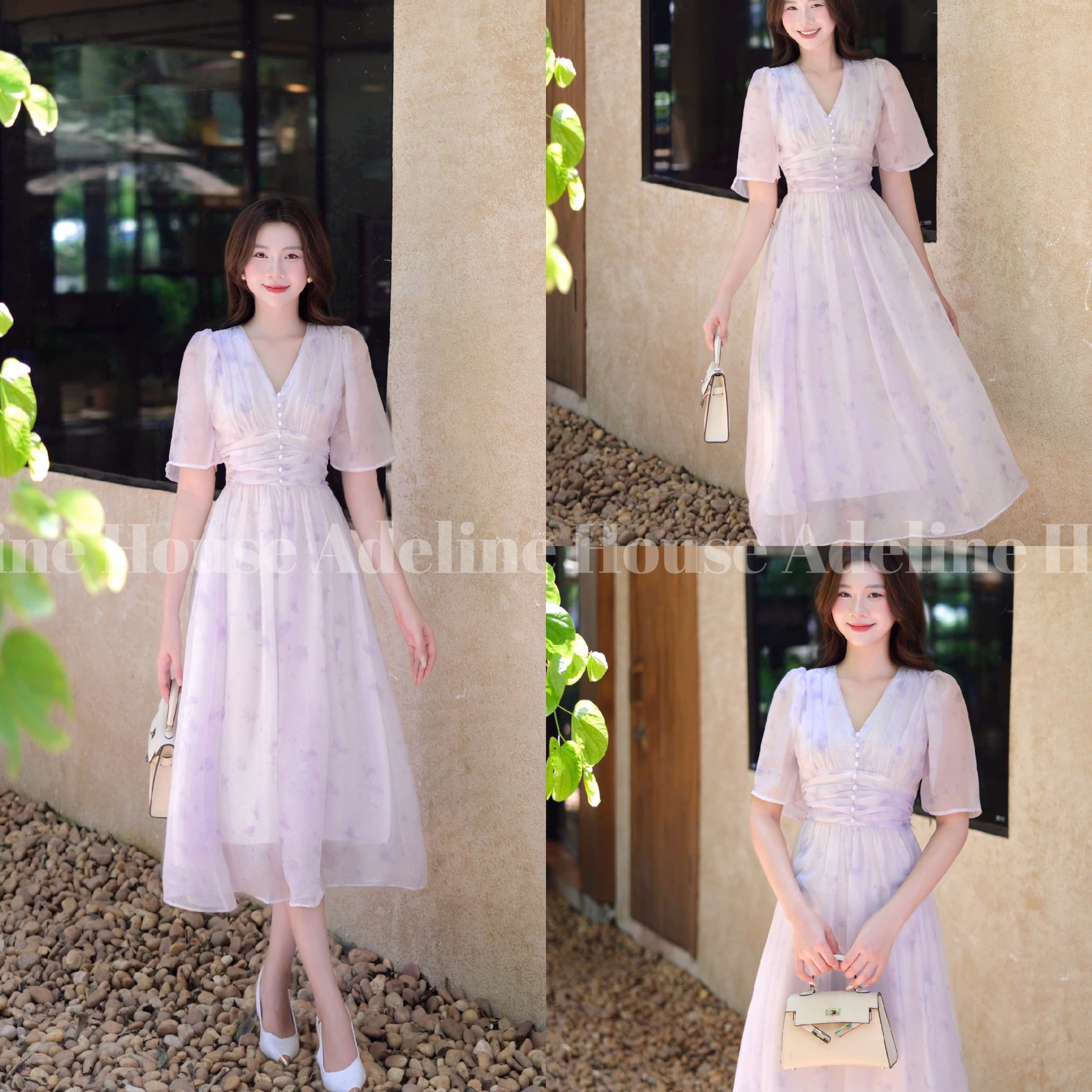 ADELINE HOUSE- Đầm Tím Pastel&nbsp;ADELINE Tiểu Thư/ THANH LỊCH- TK78 SIZE XS S M L XL 2XL 3XL 4XL