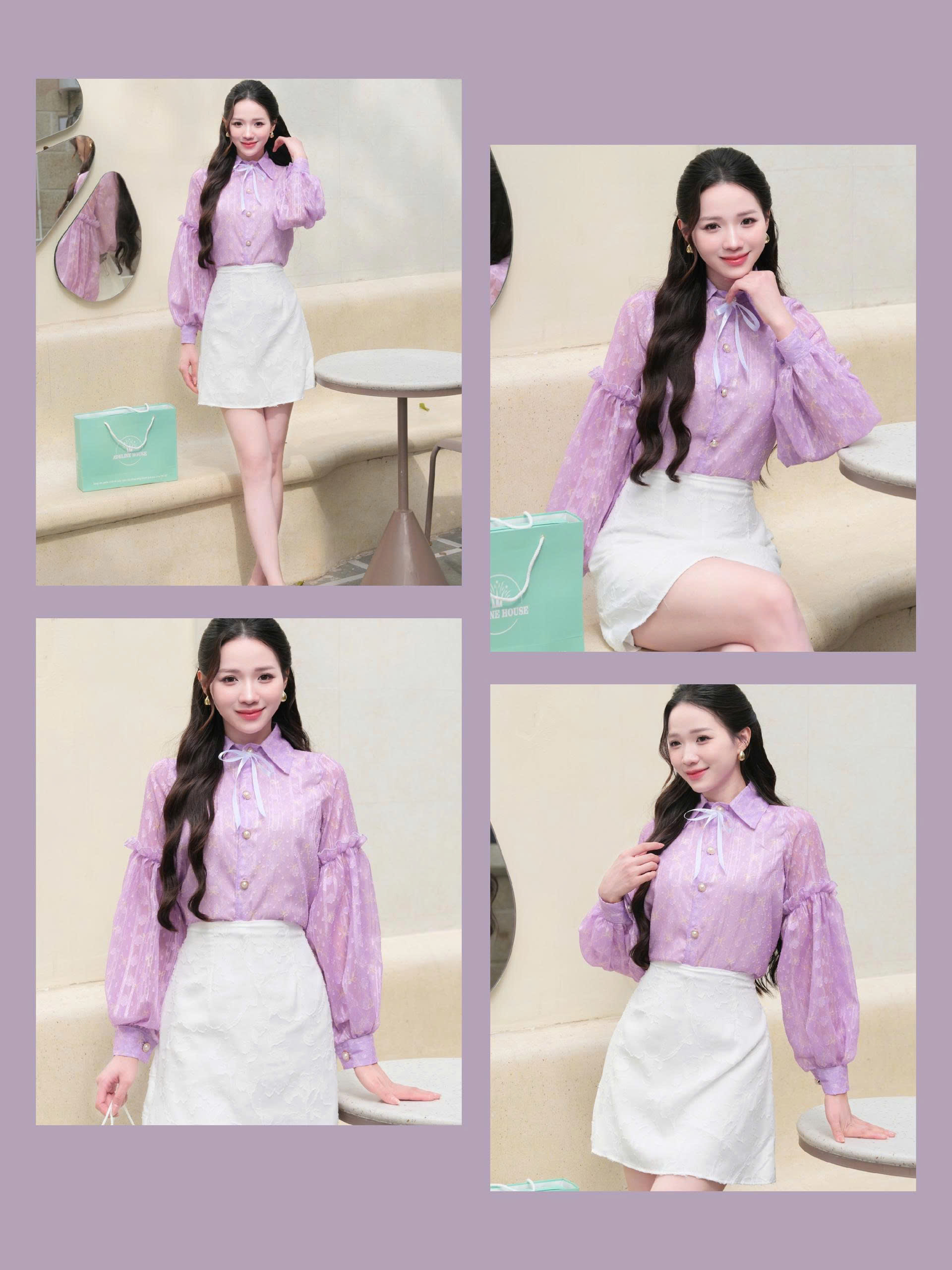 Adeline house - Chân váy MINI dáng A màu trắng thêu ren - TK137.3