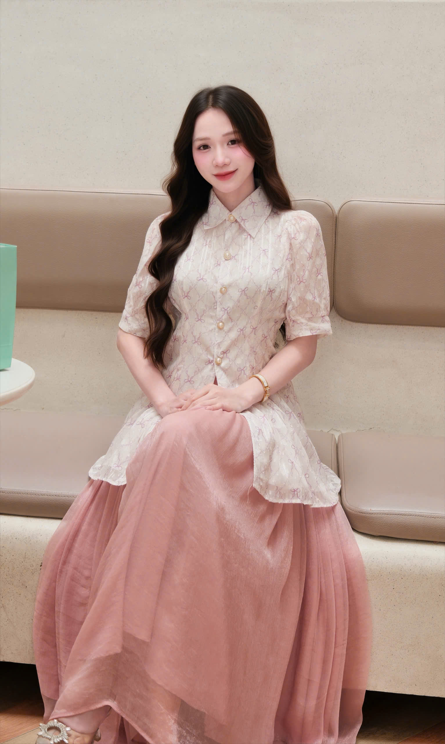 ADELINE HOUSE -  SET ÁO TÍM NƠ  + CHÂN VÁY MIDI DÀI – TK 186.1+166.2