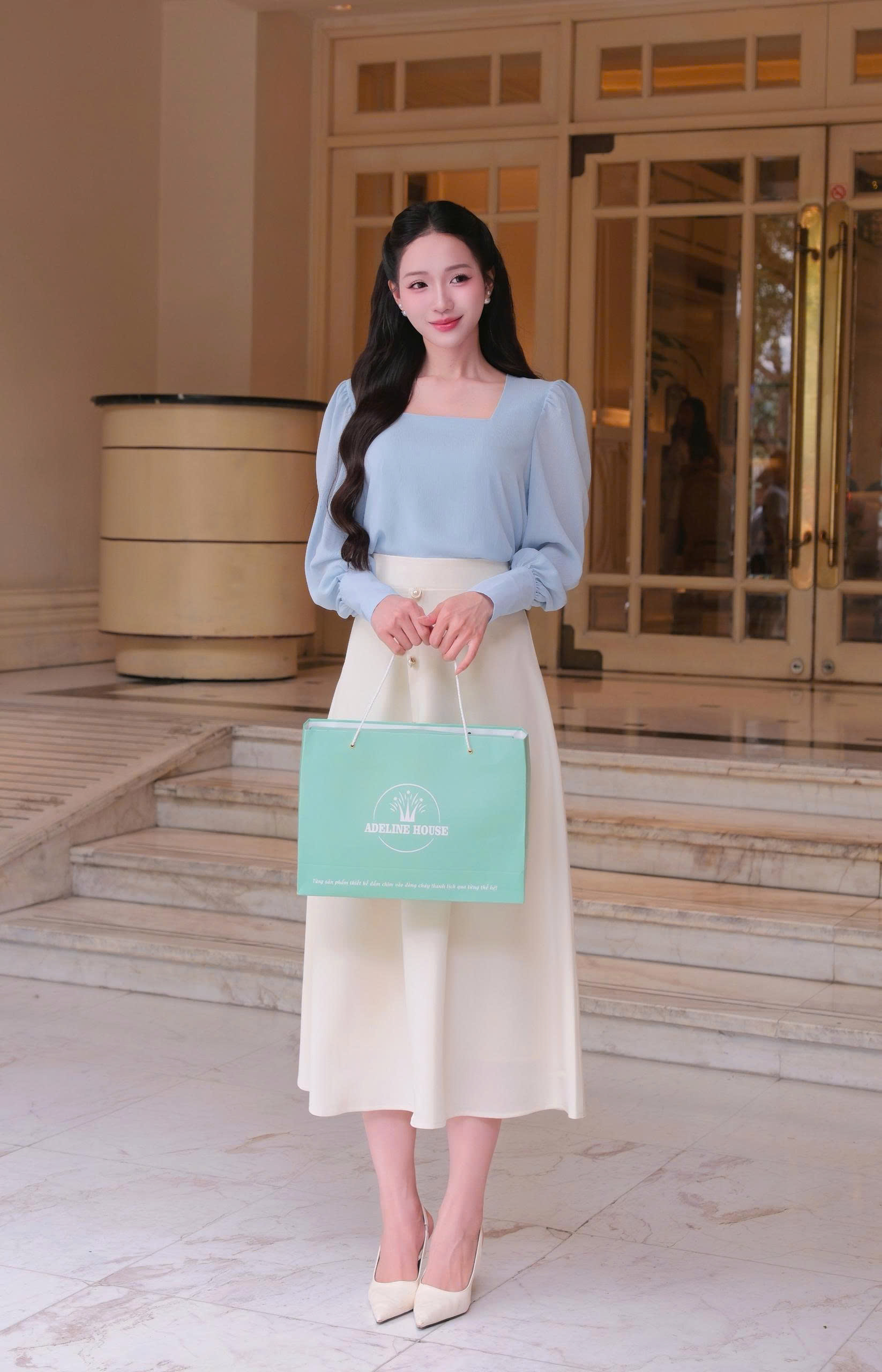 Adeline house - Chân váy A đính cúc giữa - TK160.1