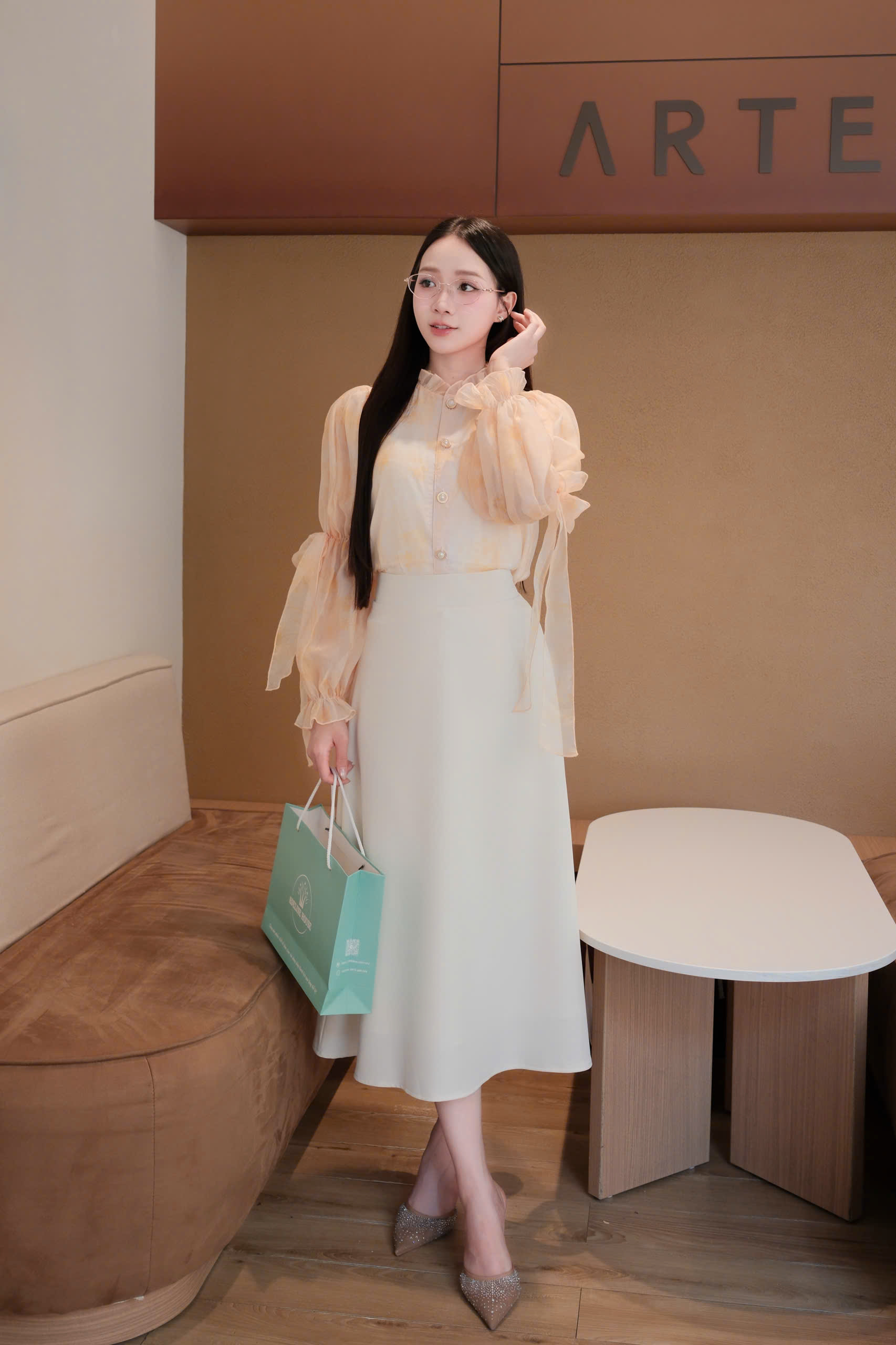 ADELINE HOUSE- SET VÁYTAY NƠ+ CHÂN VÁY THANH LỊCH- TK170.1 SIZE S M L XL 2XL 3XL 4XL