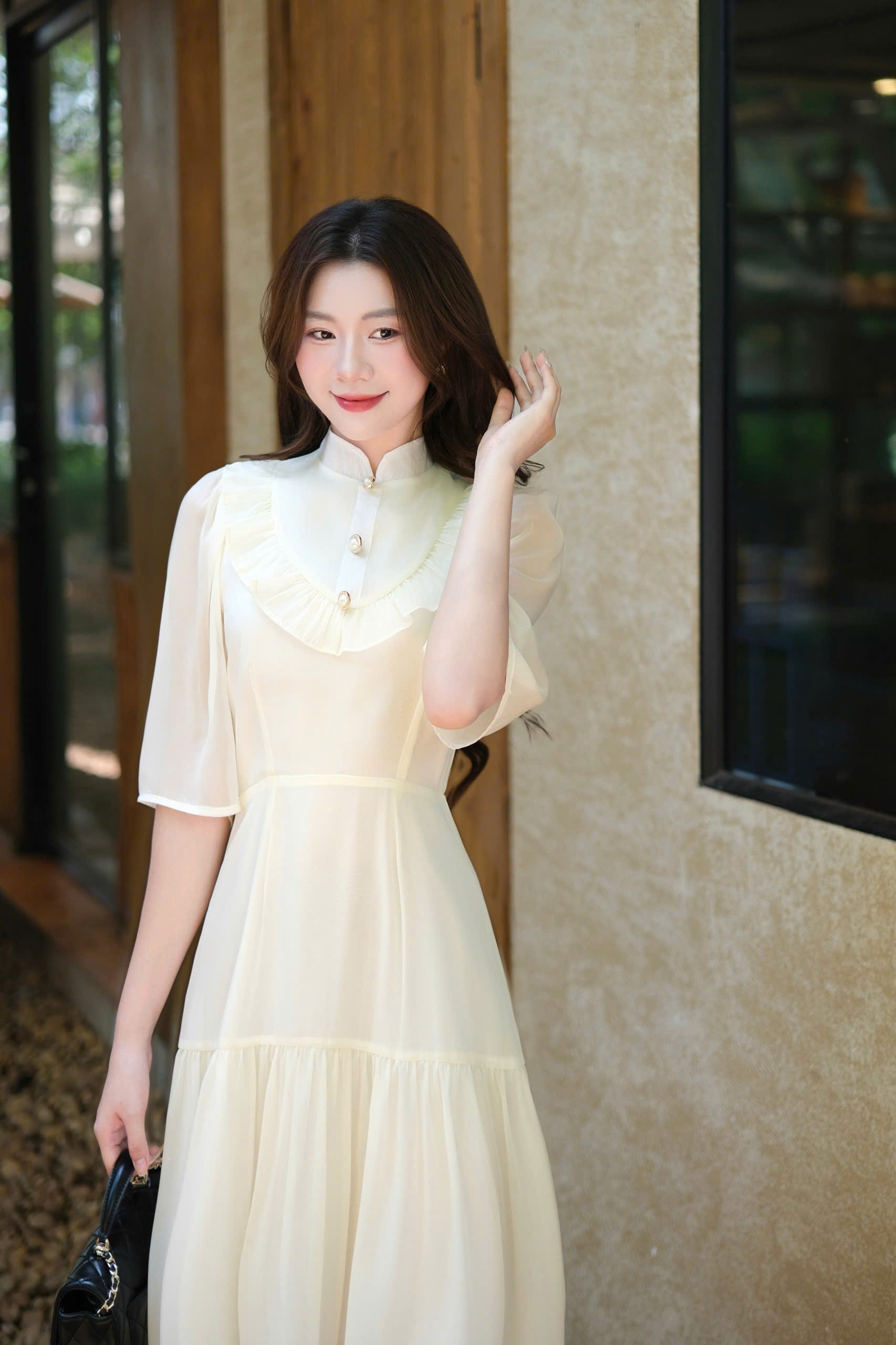 ADELINE HOUSE- VÁY MIDI VOAN KEM THANH LỊCH TIỂU THƯ- TK27