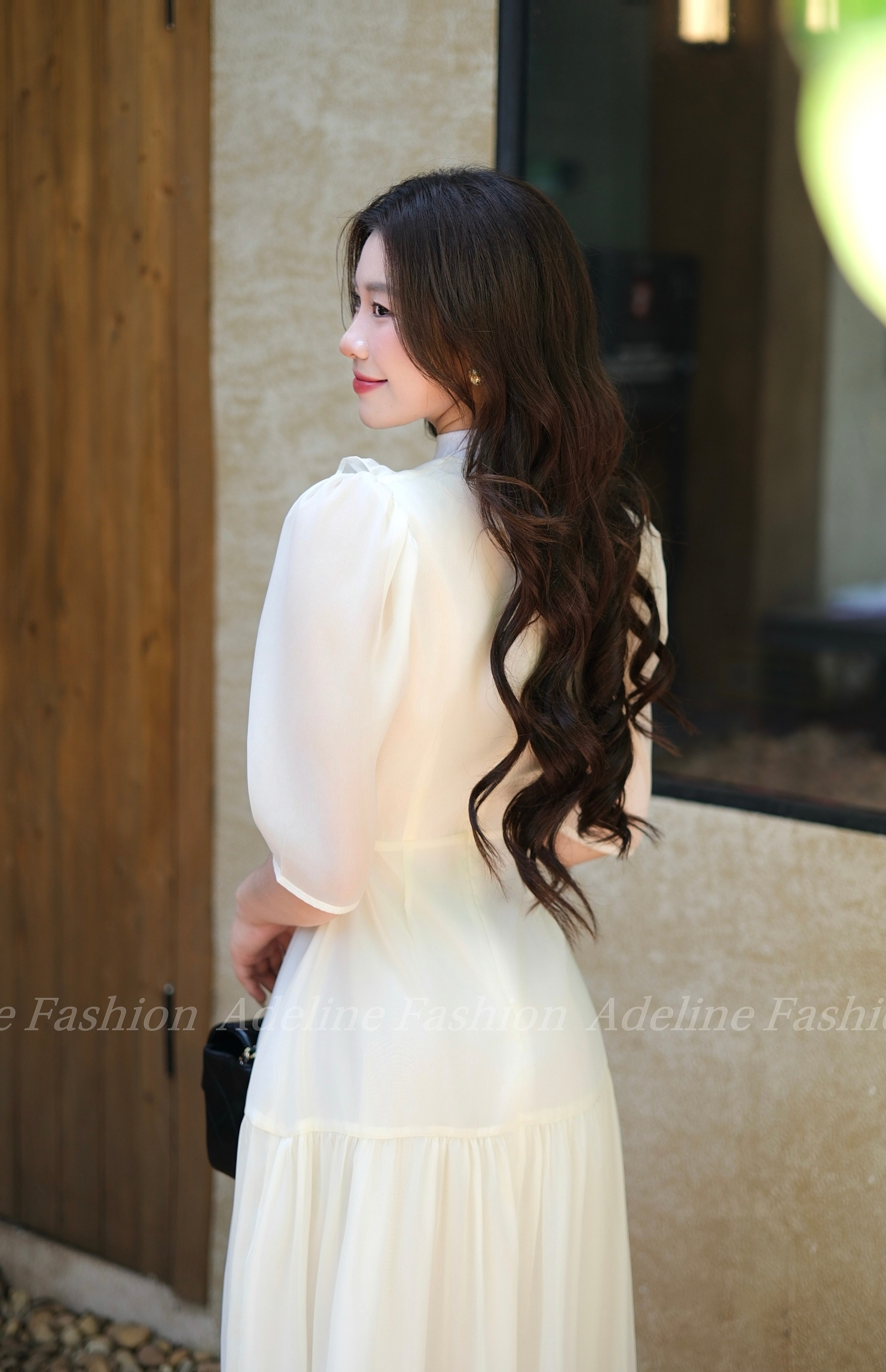 Adeline House - Váy tiểu thư cổ tàu đính cúc ngọc sang chảnh - TK 27 Be