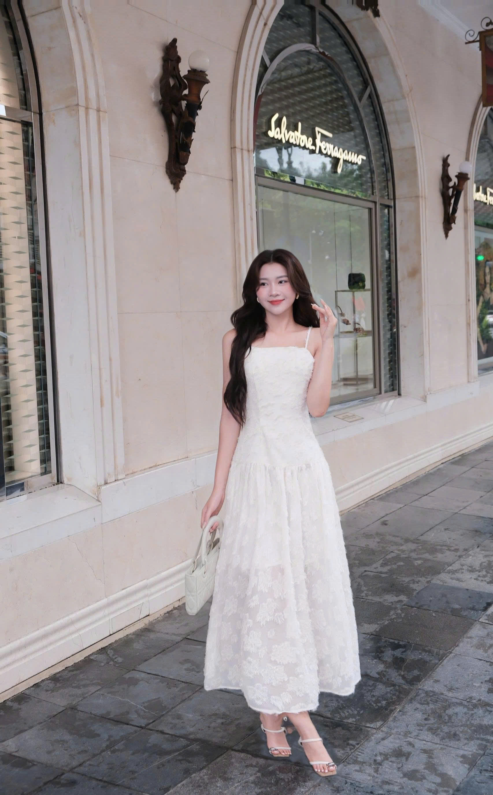 ADELINE HOUSE- Váy Trắng Ren Tiểu Thư “Pure Grace”Elise Ruffle Midi Adeline Dress –TK80.1