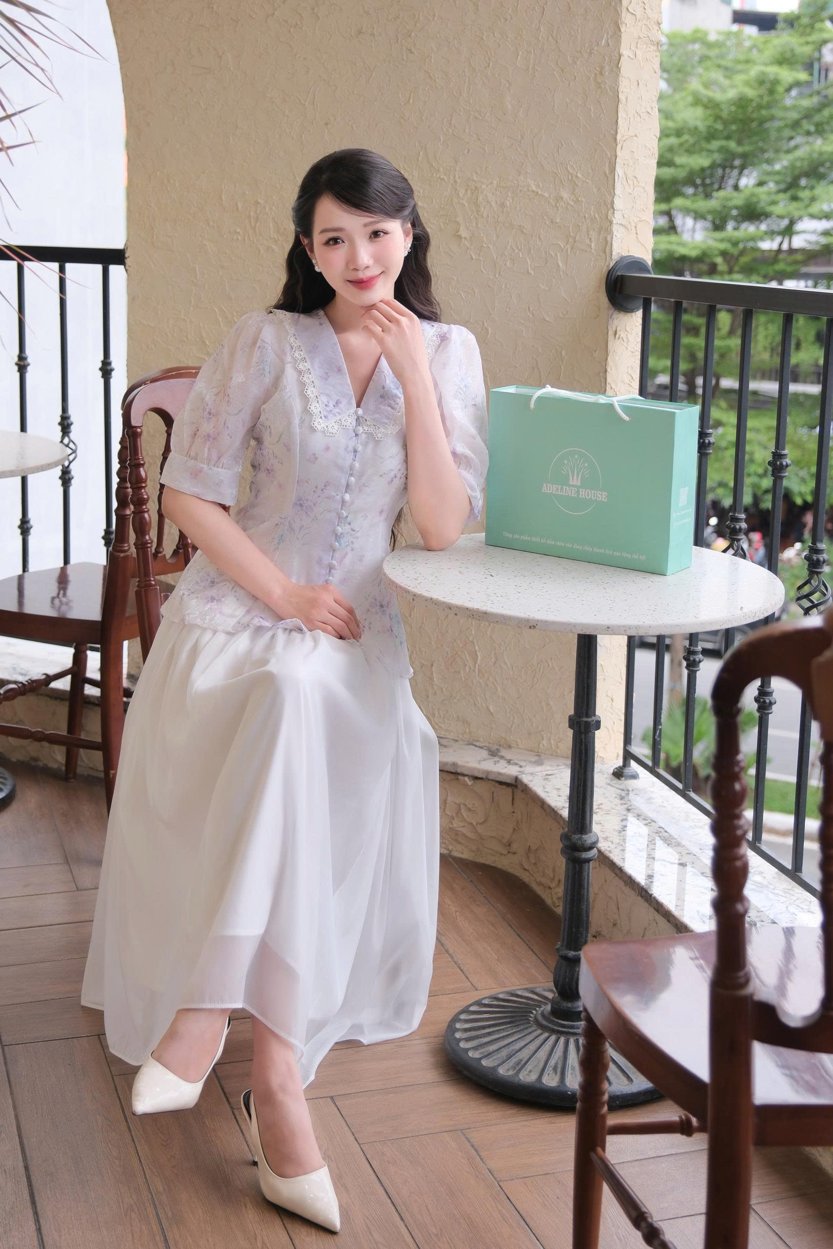 ADELINE HOUSE- Set Áo Hoa Voan Tay Ngắn + Chân Váy Maxi Dài Xòe Thanh Lịch- TK127 TK132 SIZE XS S M L XL 2XL 3XL 4XL