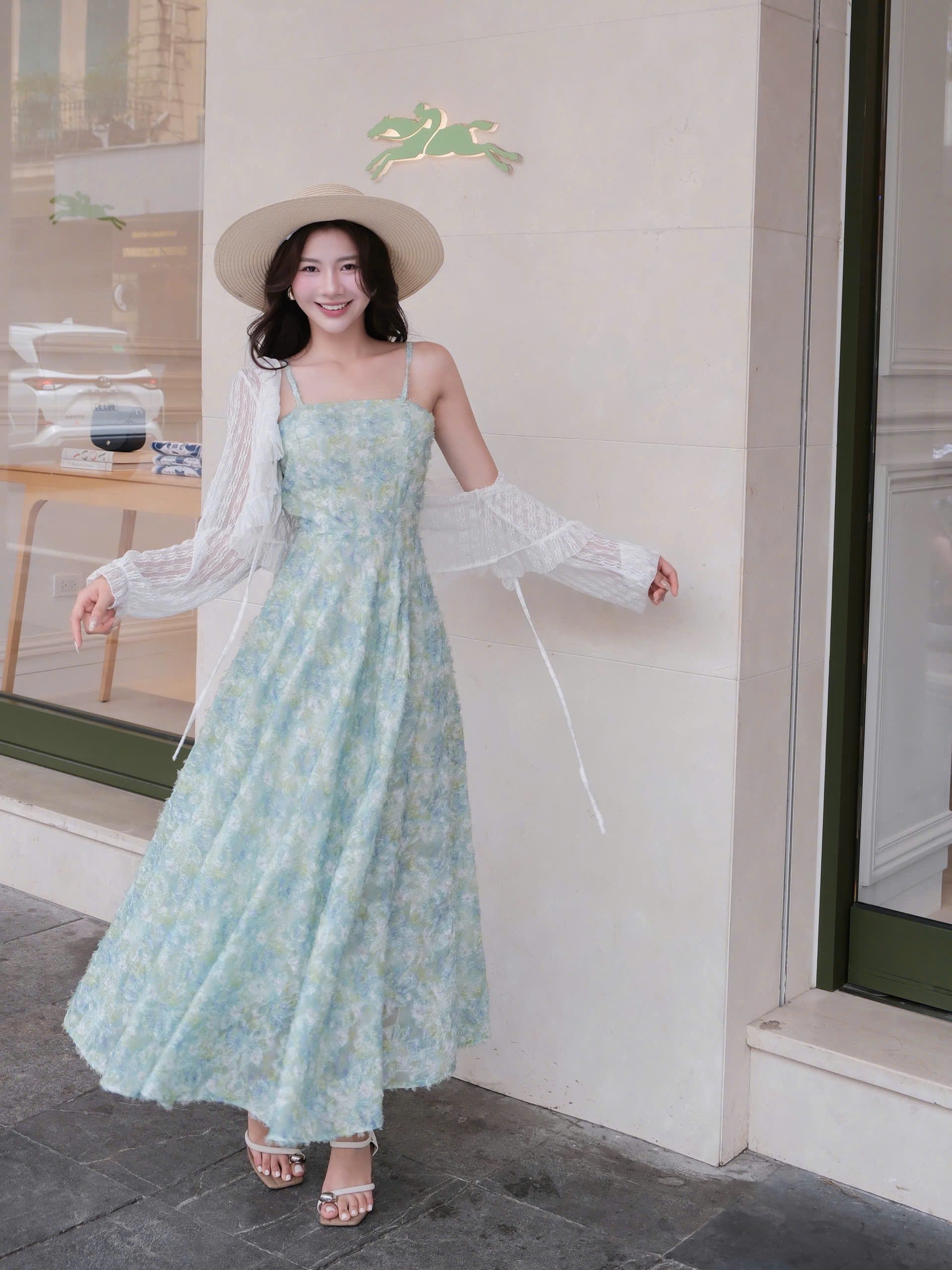 ADELINE HOUSE- Đầm 2 Dây Hoa cúc Xanh Dịu Dàng Phong Cách Pháp – TK82.1+ TK89.1 SIZE XS S M L XL 2XL 3XL 4XL