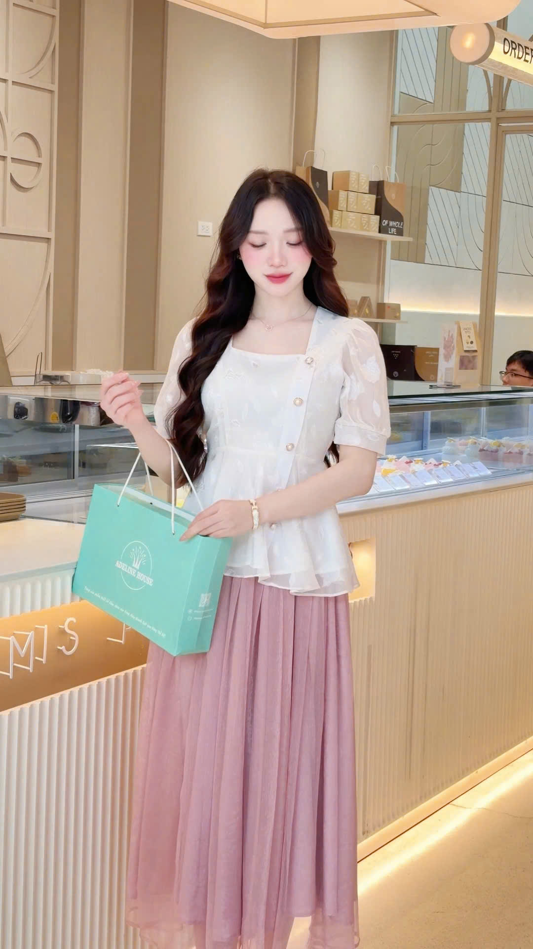 ADELINE HOUSE -  SET ÁO VOAN TIỂU THƯ TAY PHỒNG + CHÂN VÁY MIDI DÀI – TK181.3+166.2