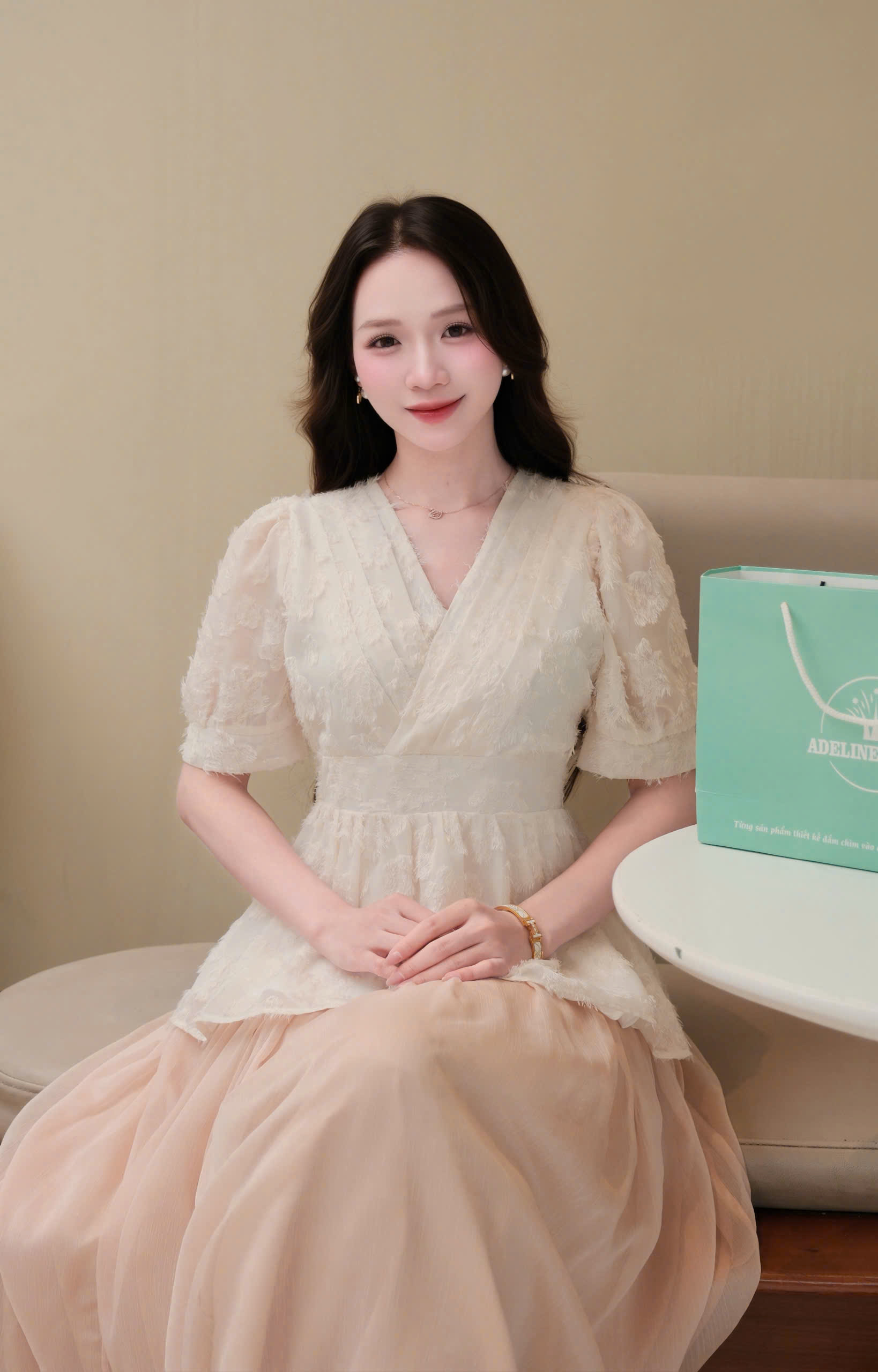 ADELINE HOUSE -  SET ÁO PEPLUM TIỂU THƯ  + CHÂN VÁY MIDI DÀI –  TK 182.1+166.3