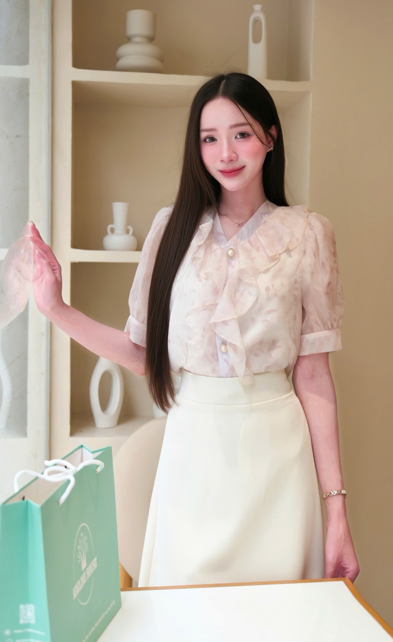 ADELINE HOUSE- SET VÁY CÔNG SỞ/ ÁO SƠ MI VOAN HOA NHÍ+ CHÂN VÁY CÔNG SỞ- TK183.2