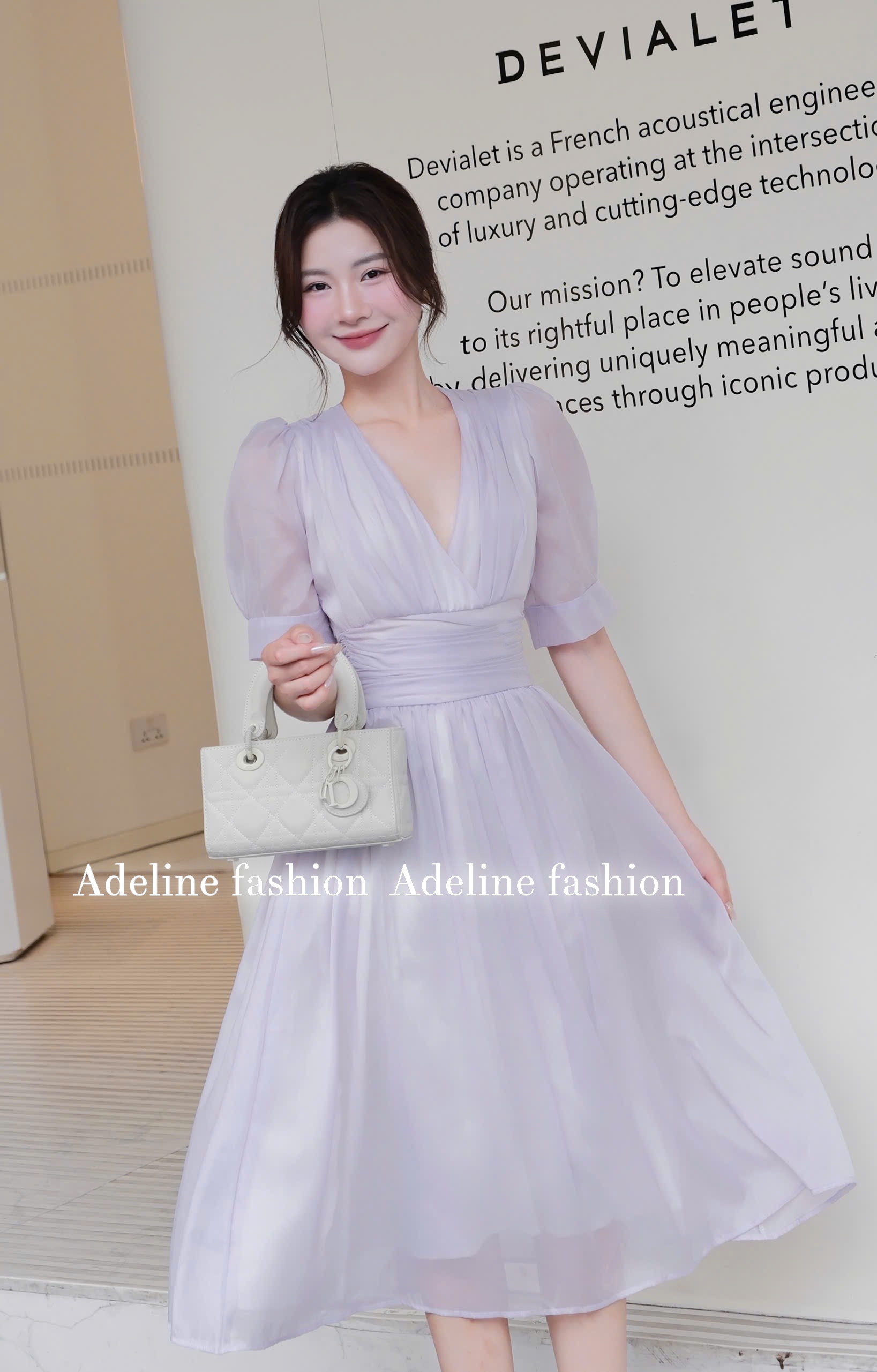 ADELINE HOUSE- Đầm Voan Tím Lavender Thanh Lịch Dáng Midi- TK39.3