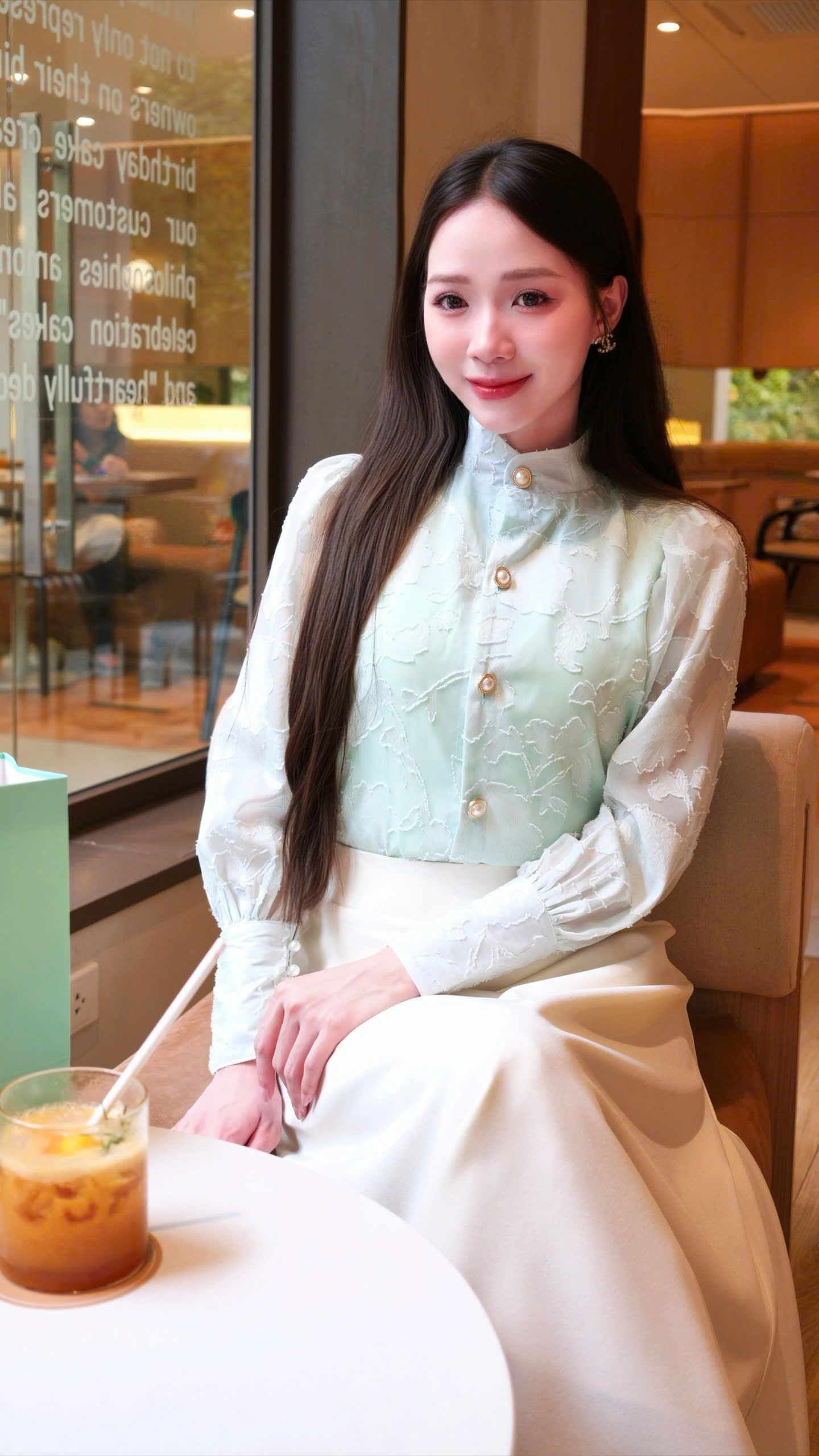 ADELINE HOUSE- SET ÁO VOAN HOA NỔI XANH MINT – CHÂN VÁY A DÁNG DÀI THANH LỊCH- TK162.5 SIZE XS S M L XL 2XL 3XL 4XL