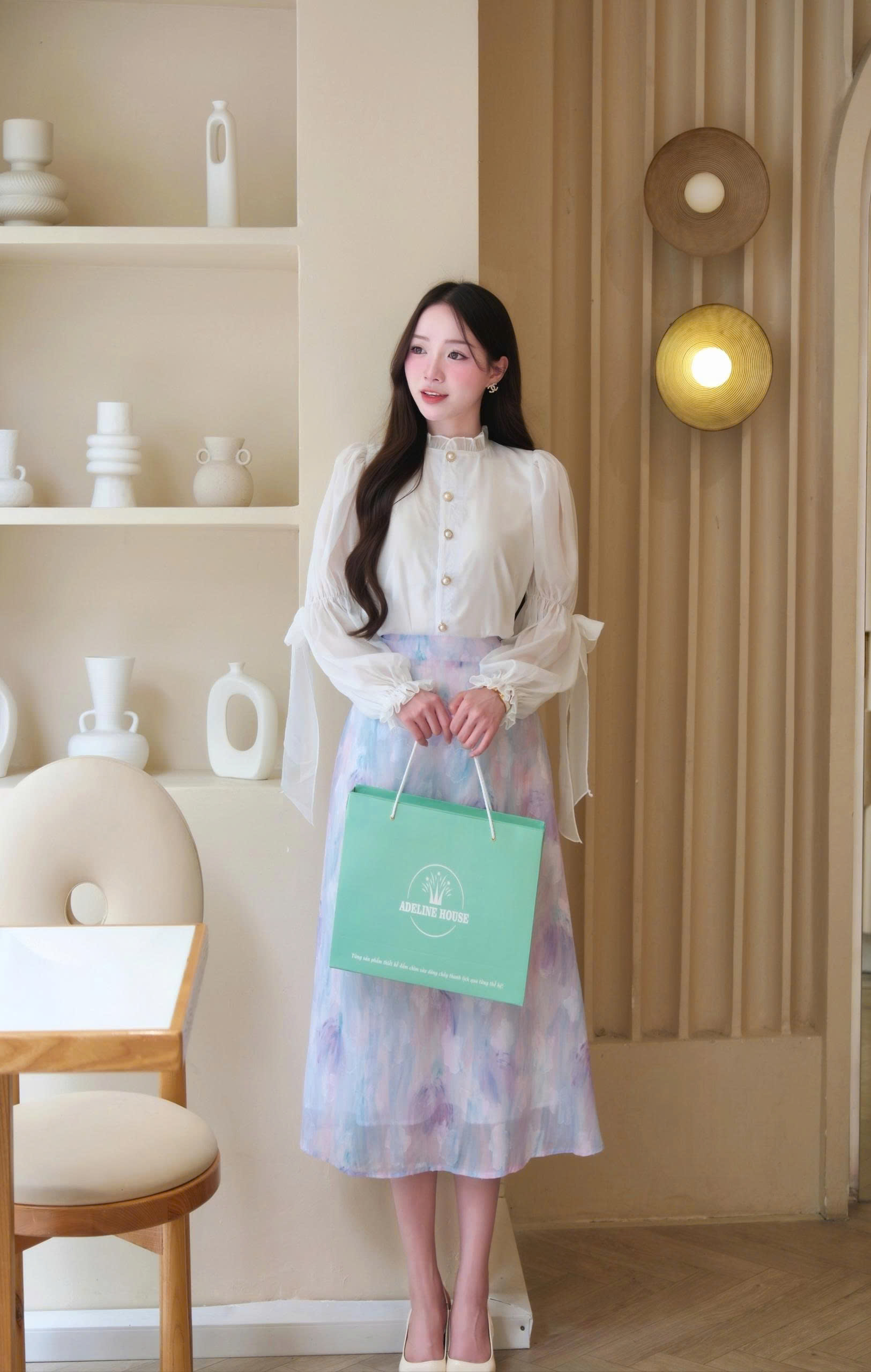 ADELINE HOUSE- SET VÁY CÔNG SỞ PASTEL XANH – NÀNG THƠ NHẸ NHÀNG- TK170.1 +TK157.8