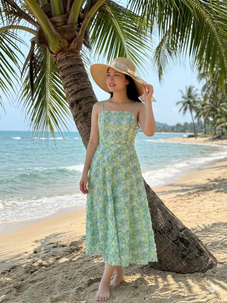 ADELINE HOUSE- Đầm 2 Dây Hoa cúc Xanh Dịu Dàng Phong Cách Pháp – TK82.1+ TK89.1 SIZE XS S M L XL 2XL 3XL 4XL