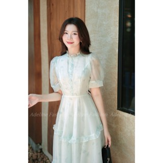 Adeline House - Váy cổ bèo dáng dài xòe bồng xinh xắn - TK65