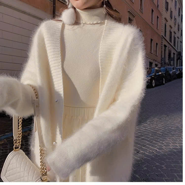 ADELINE HOUSE- ÁO KHOÁC LEN TRẮNG DÀI TK143