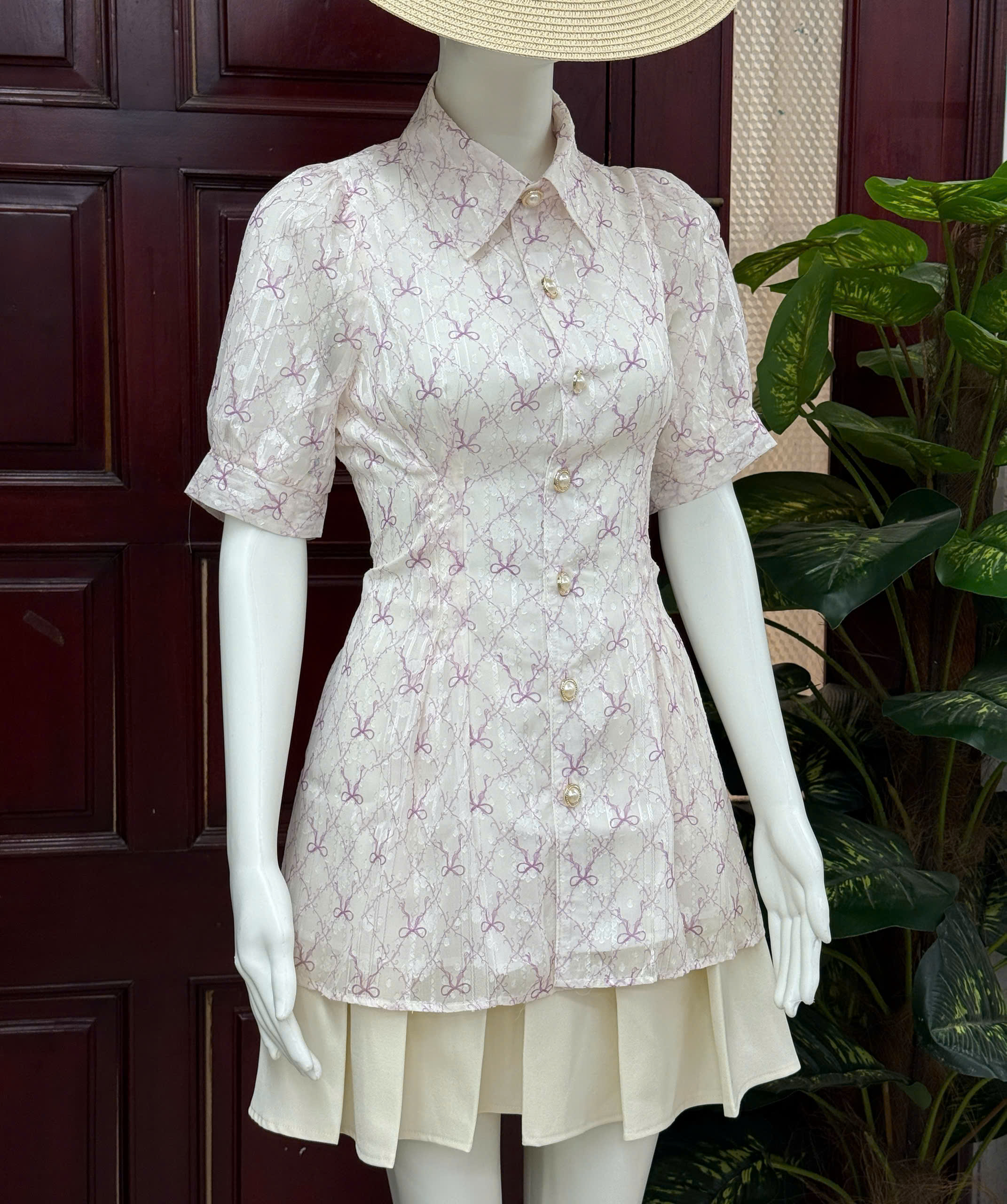 ADELINE HOUSE- SET ÁO TÍM NƠ – PHỐI CHÂN VÁY NGẮN/ SET VÁY ĐI CHƠI/CAFE- TK186.1