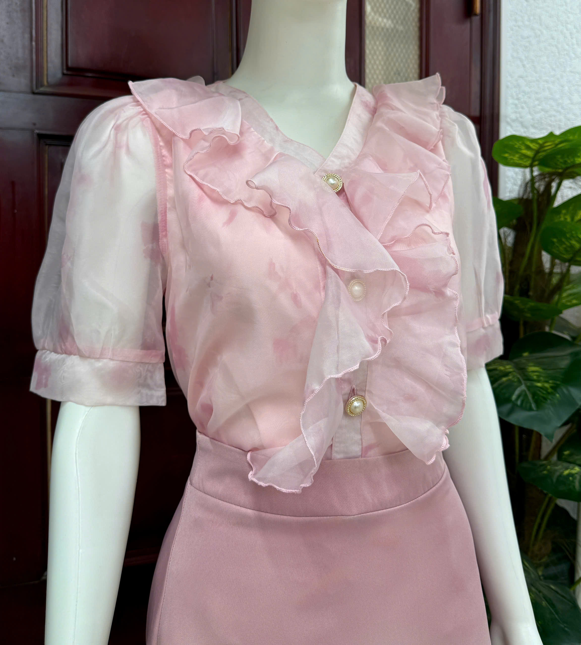 ADELINE HOUSE- SET VÁY CÔNG SỞ/ ÁO SƠ MI VOAN HOA NHÍ+ CHÂN VÁY CÔNG SỞ- TK183.1