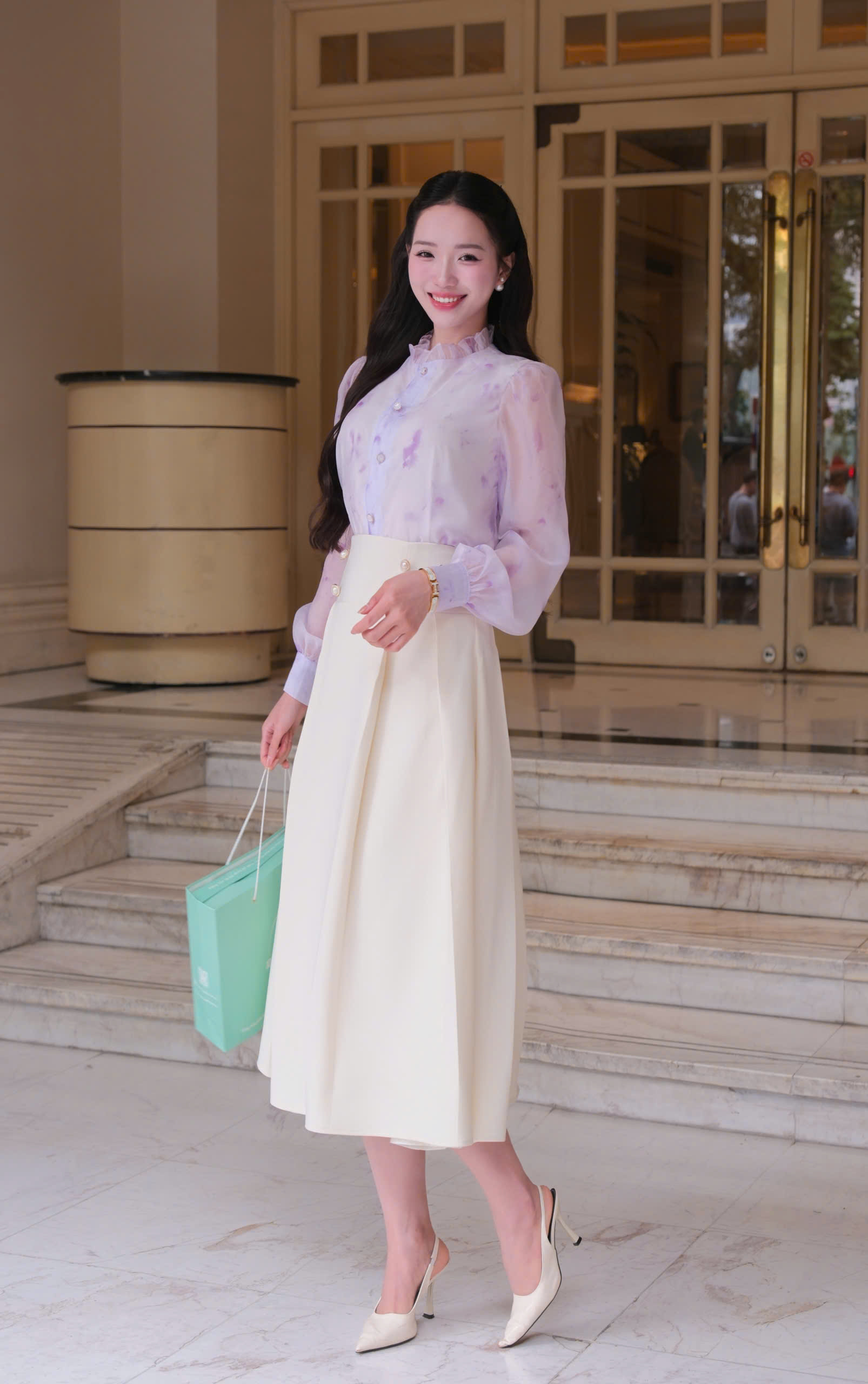 ADELINE HOUSE- Chân váy công sở xếp ly dài TK165