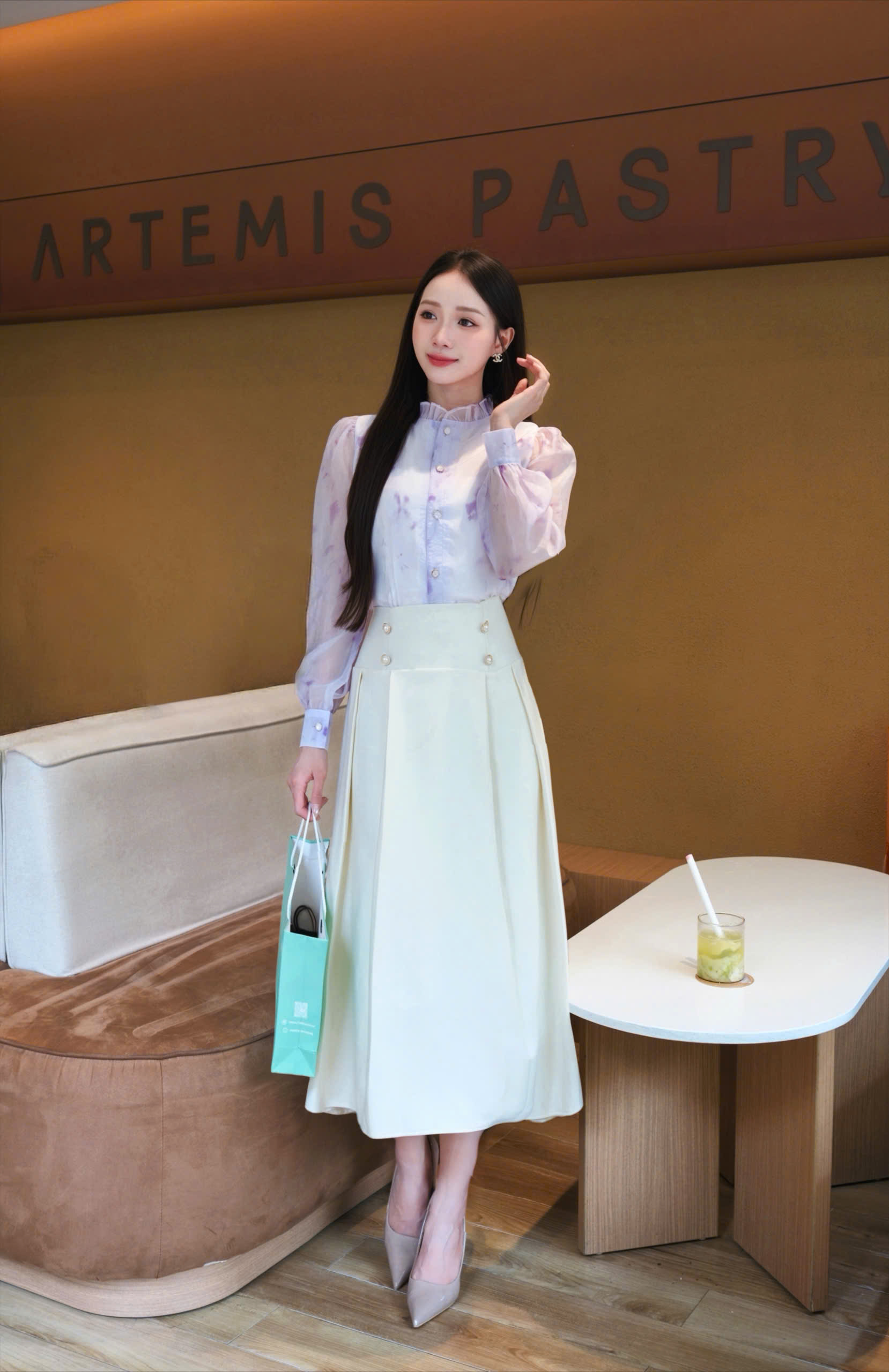 ADELINE HOUSE- Chân váy công sở xếp ly dài TK165