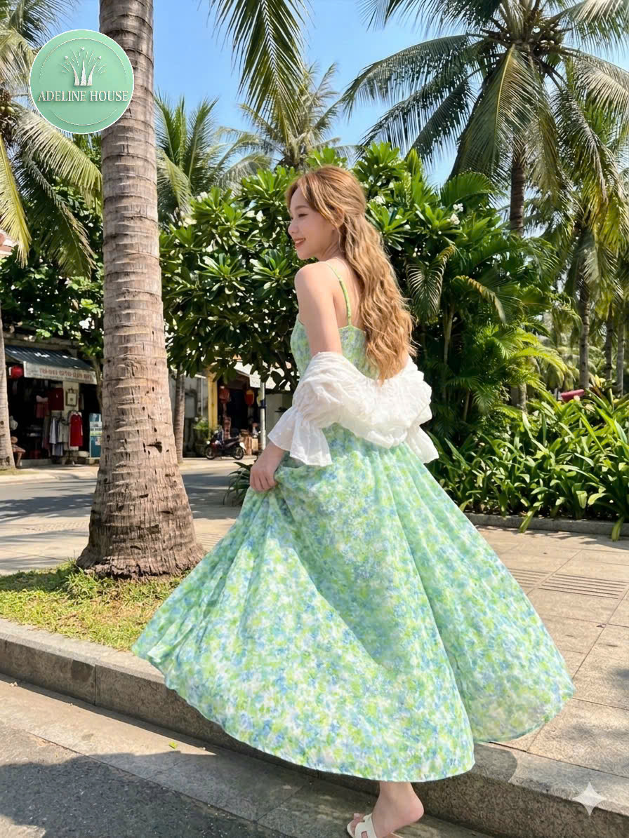 ADELINE HOUSE- Đầm 2 Dây Hoa cúc Xanh Dịu Dàng Phong Cách Pháp – TK82.1+ TK89.1 SIZE XS S M L XL 2XL 3XL 4XL