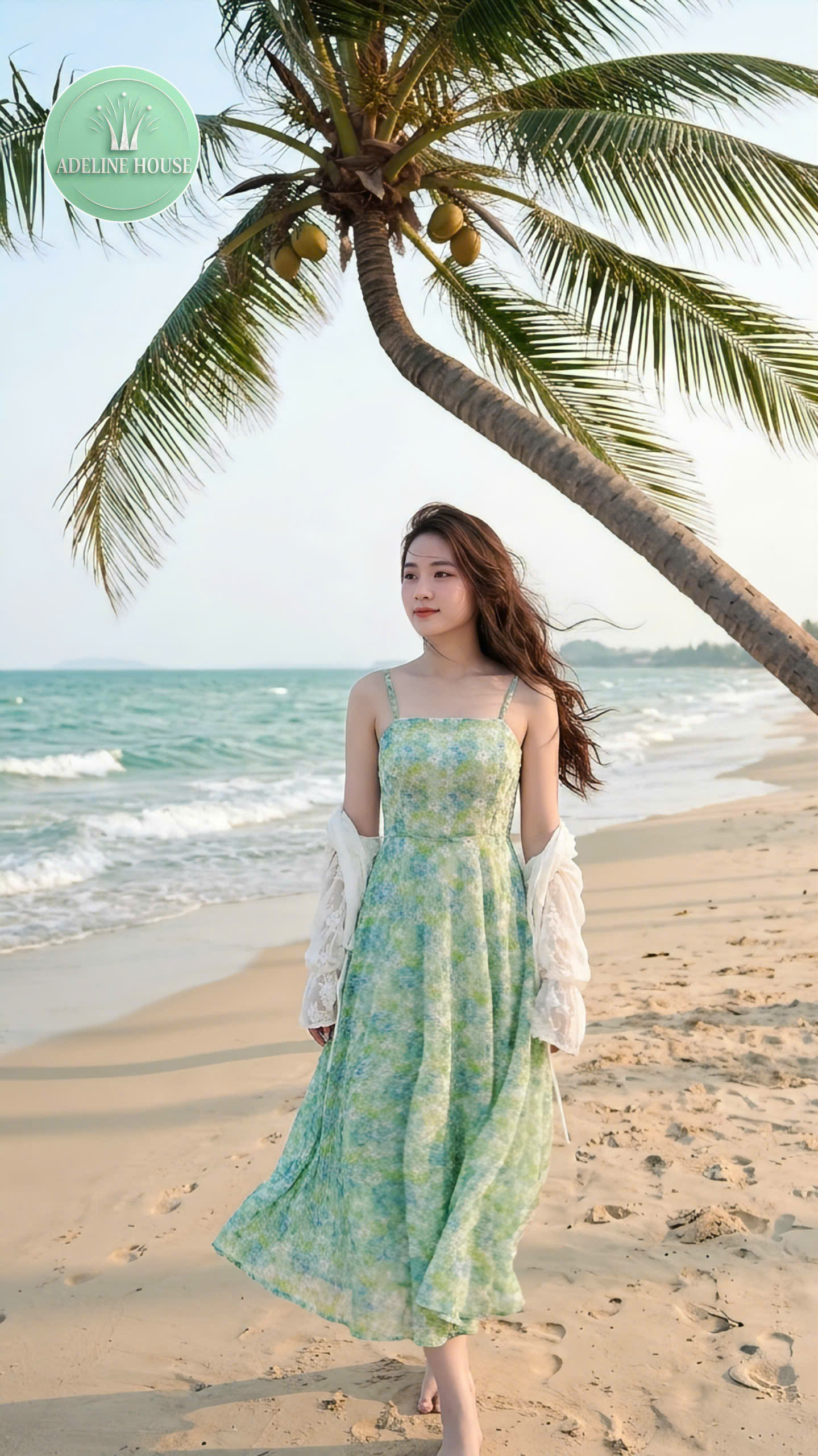 ADELINE HOUSE- Đầm 2 Dây Hoa cúc Xanh Dịu Dàng Phong Cách Pháp – TK82.1+ TK89.1 SIZE XS S M L XL 2XL 3XL 4XL