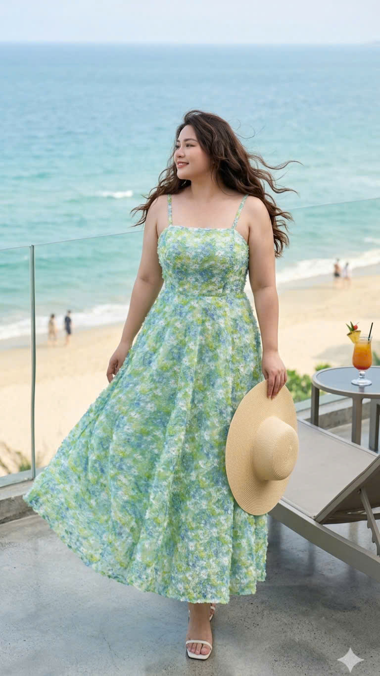 ADELINE HOUSE- Đầm 2 Dây Hoa cúc Xanh Dịu Dàng Phong Cách Pháp – TK82.1+ TK89.1 SIZE XS S M L XL 2XL 3XL 4XL