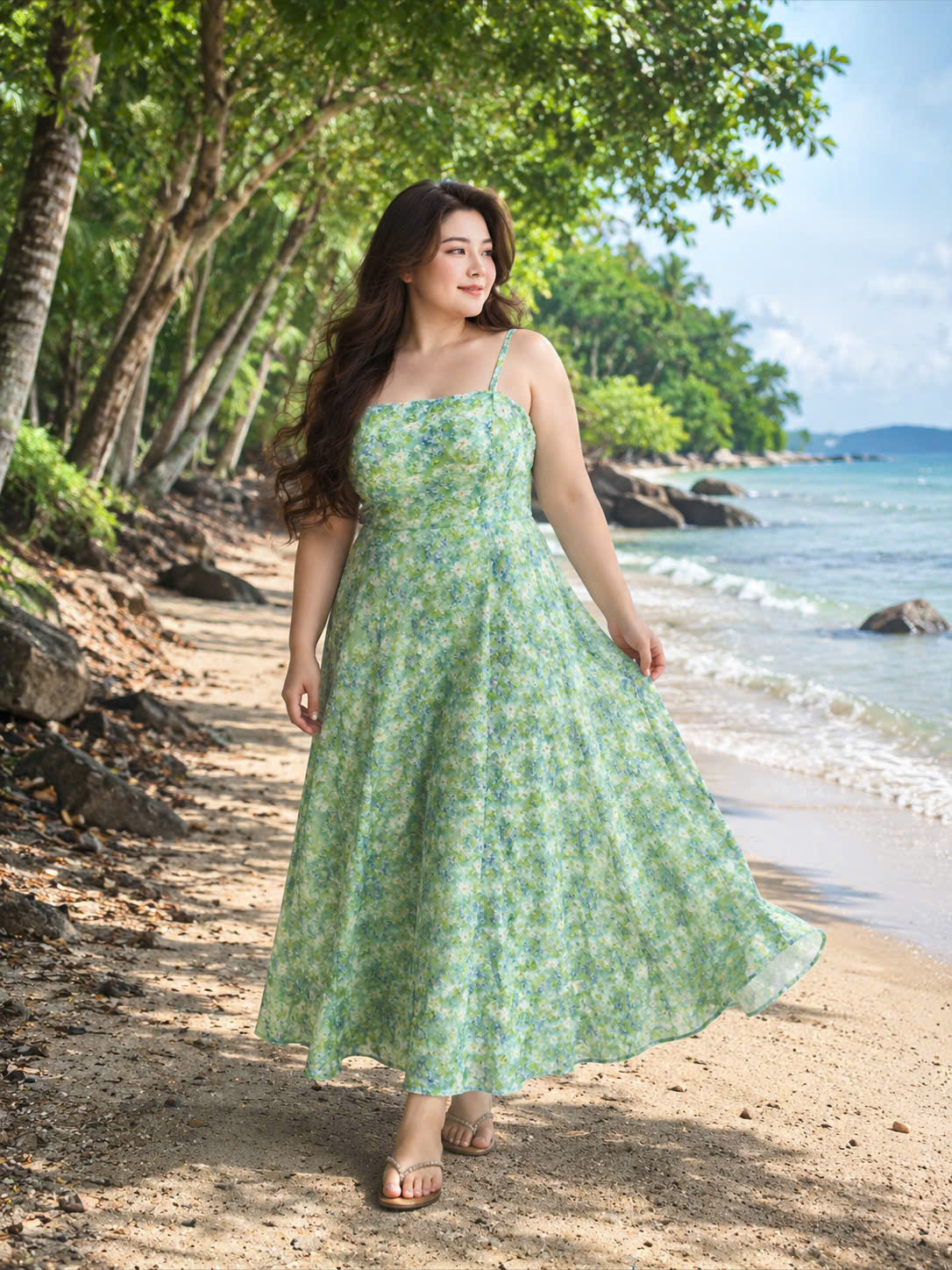 ADELINE HOUSE- Đầm 2 Dây Hoa cúc Xanh Dịu Dàng Phong Cách Pháp – TK82.1+ TK89.1 SIZE XS S M L XL 2XL 3XL 4XL