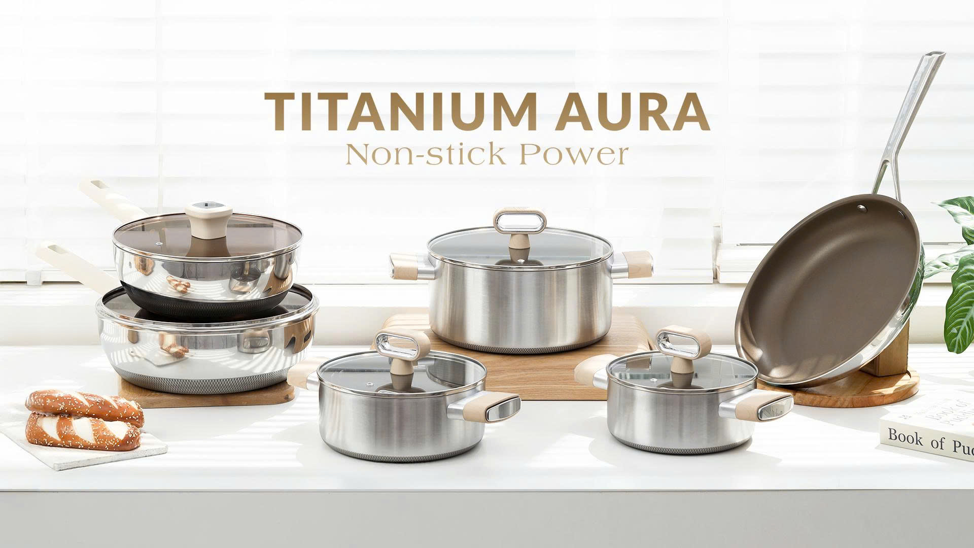 Bộ nồi chảo Titanium Aura