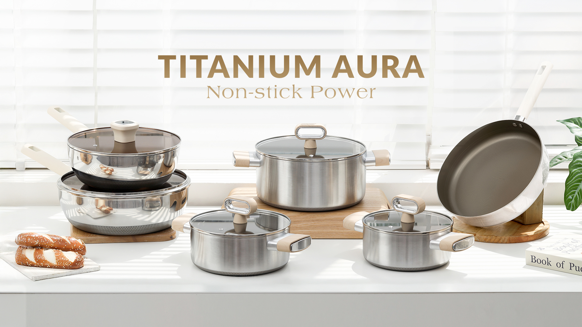 Bộ nồi chảo Titanium Aura