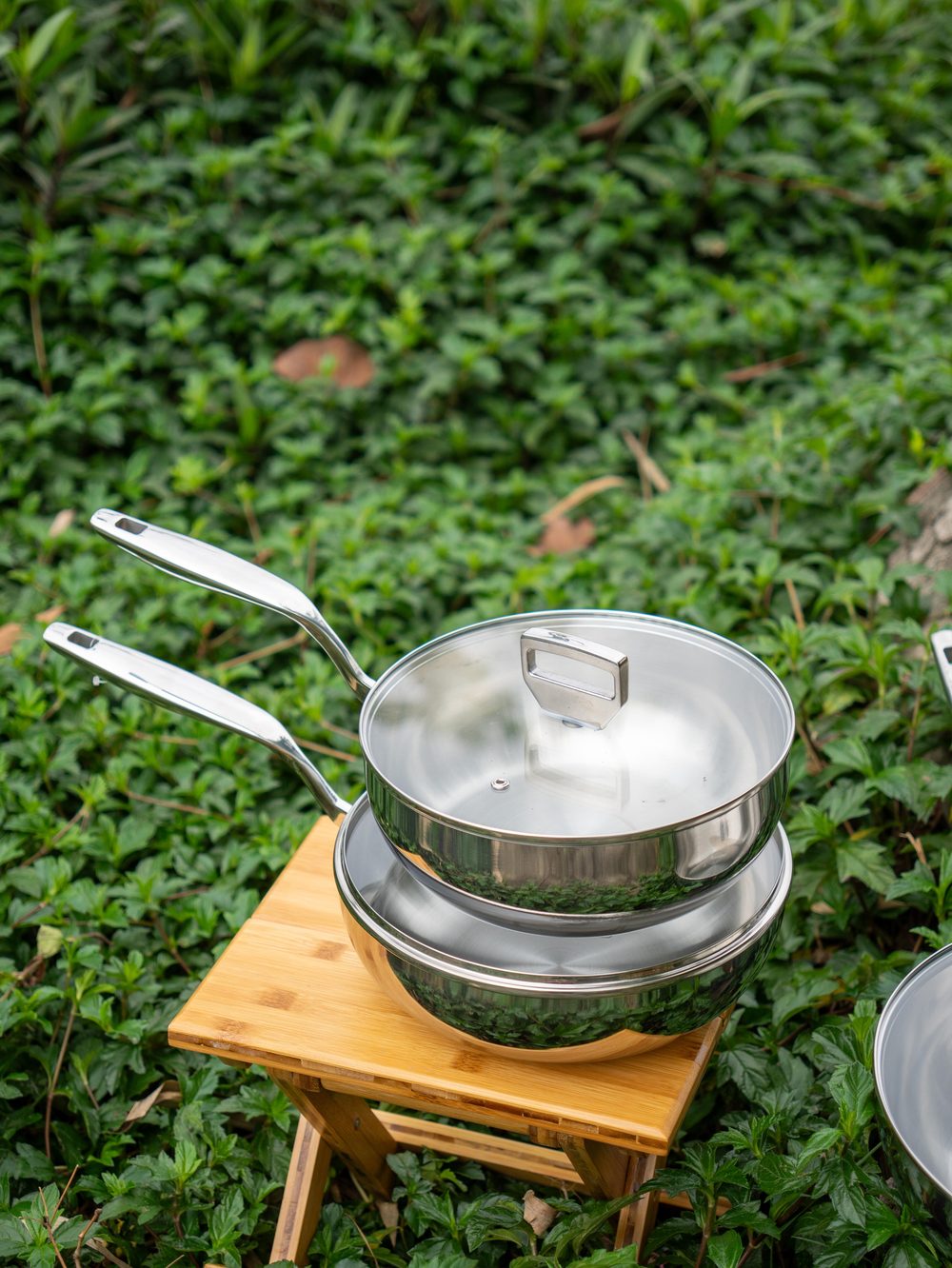 Hai chảo inox 316 sâu lòng Haatz Yeon xếp chồng, tay cầm inox đúc
