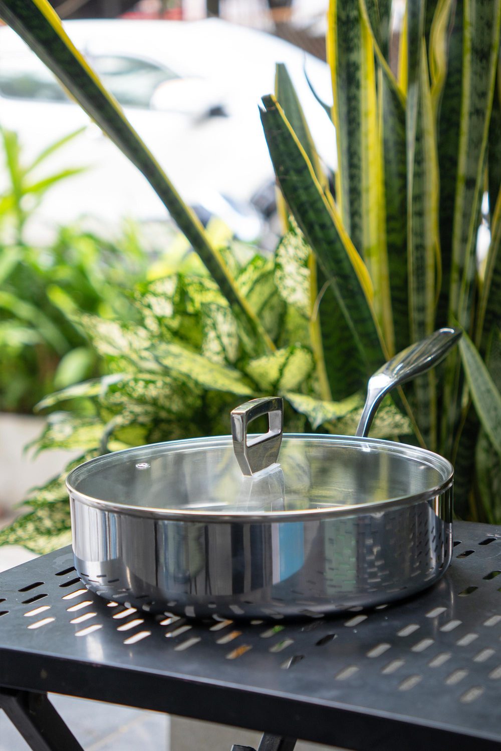 Chảo inox 316 thành đứng Haatz Yeon đậy vung kính cường lực