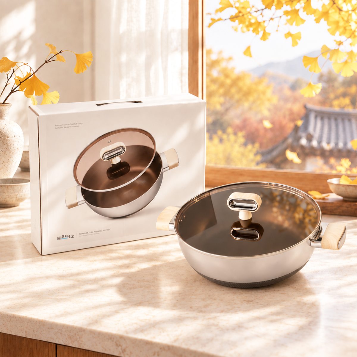 Nồi lẩu HTA830 và hộp Titanium Aura Premium Hot Pot